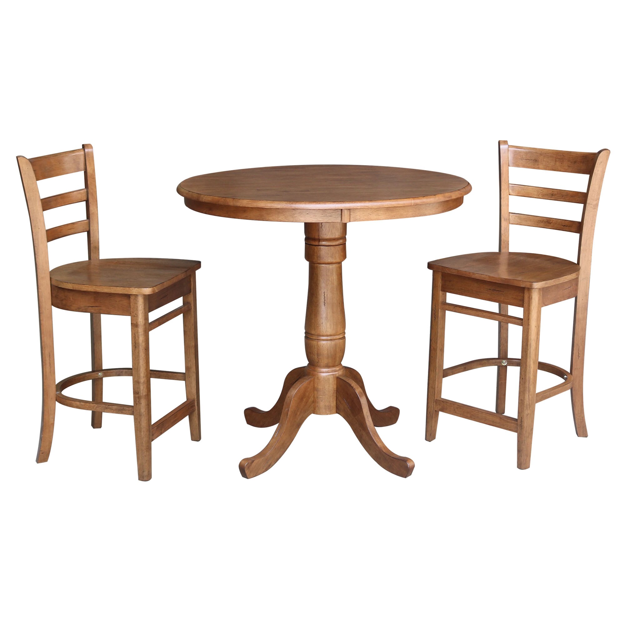 International Concepts K42-36RT-6B-S6172-2 Distressed oak Traditional Dining Room Set with Round Table ( Seats 2 )