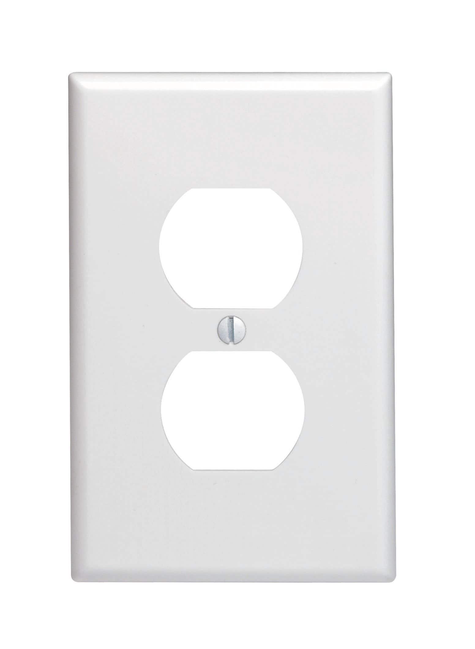 Leviton  1Gang Midway Size Duplex Device Receptacle Wallplate in White