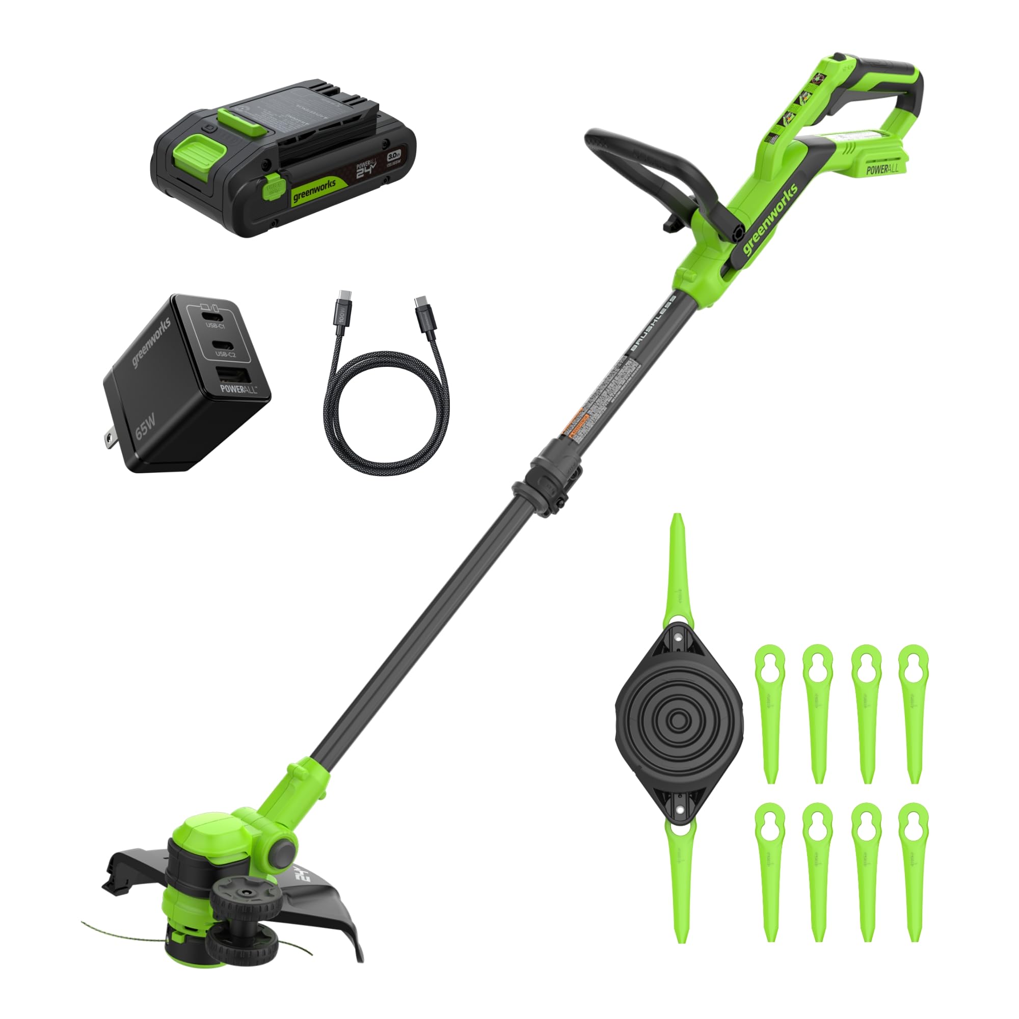 24-volt 12-in Telescopic Shaft Battery String Trimmer Edger Conversion Capable 3 Ah (Battery Included) (Charger Included)