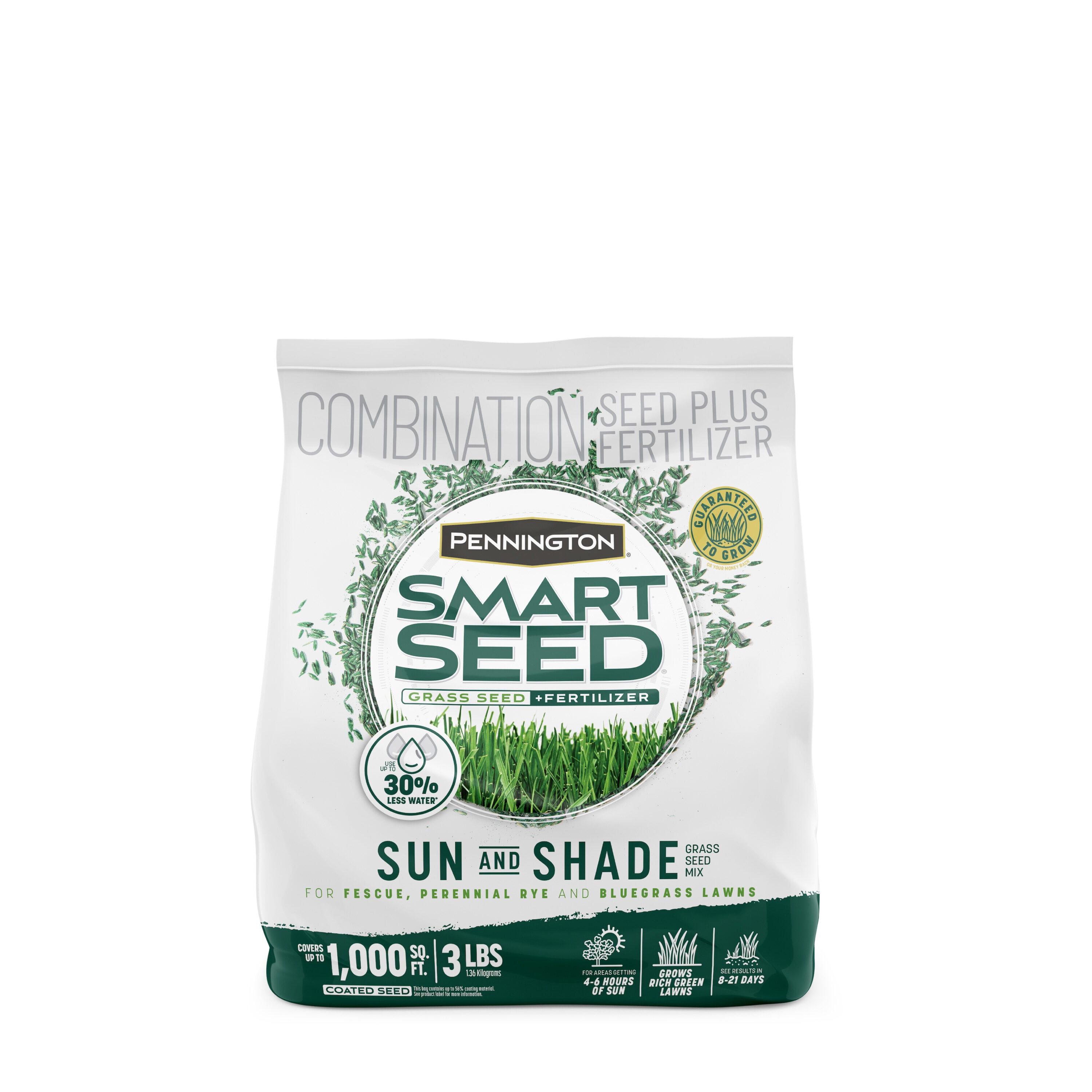 Pennington 100543718 Smart Seed Sun and Shade North 3-lb Mixture/Blend Grass Seed
