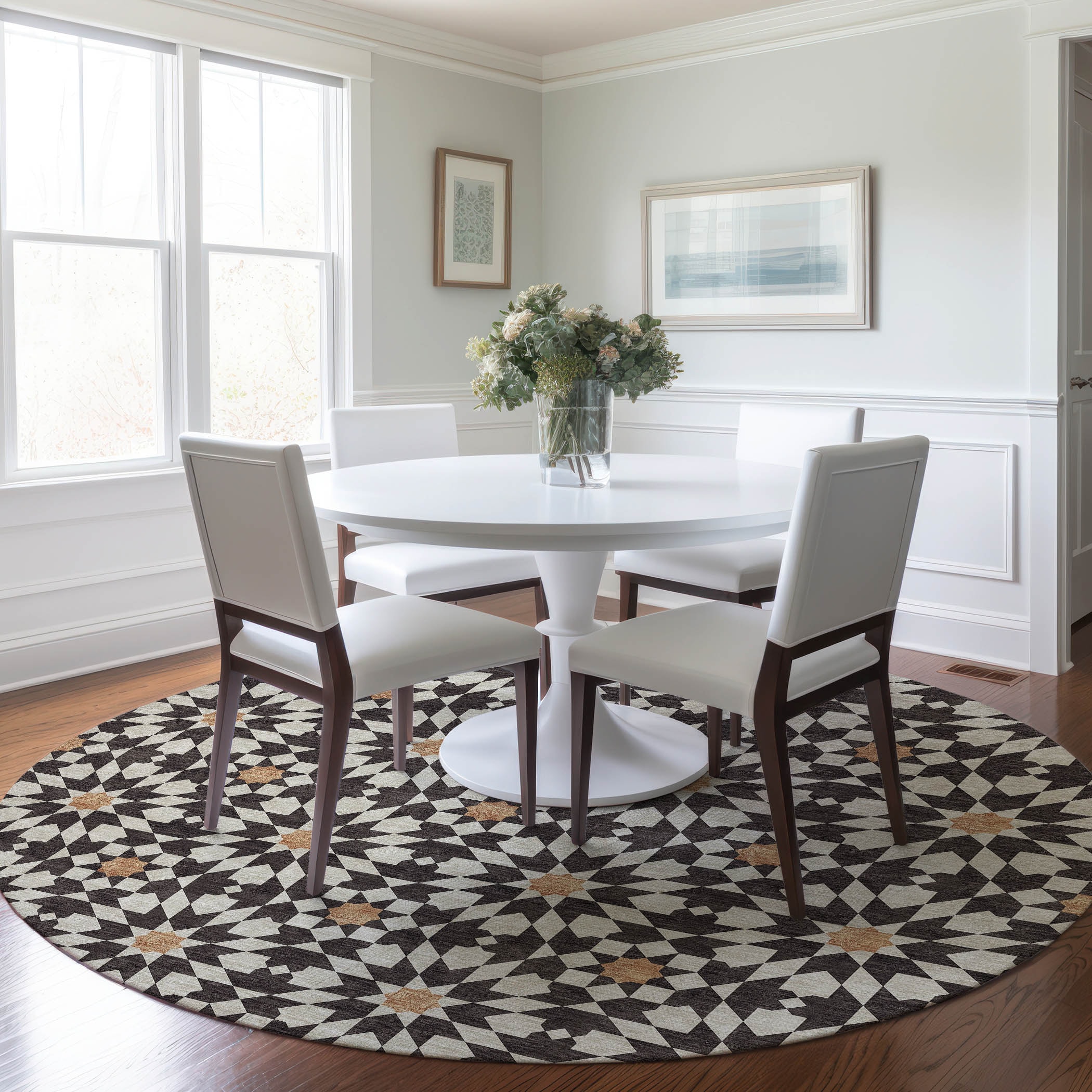 Addison Rugs ACN734CC8RO Chantille ACN734CC 8 x 8 (ft) Polyester Charcoal Round Indoor/Outdoor Geometric Machine washable Area rug