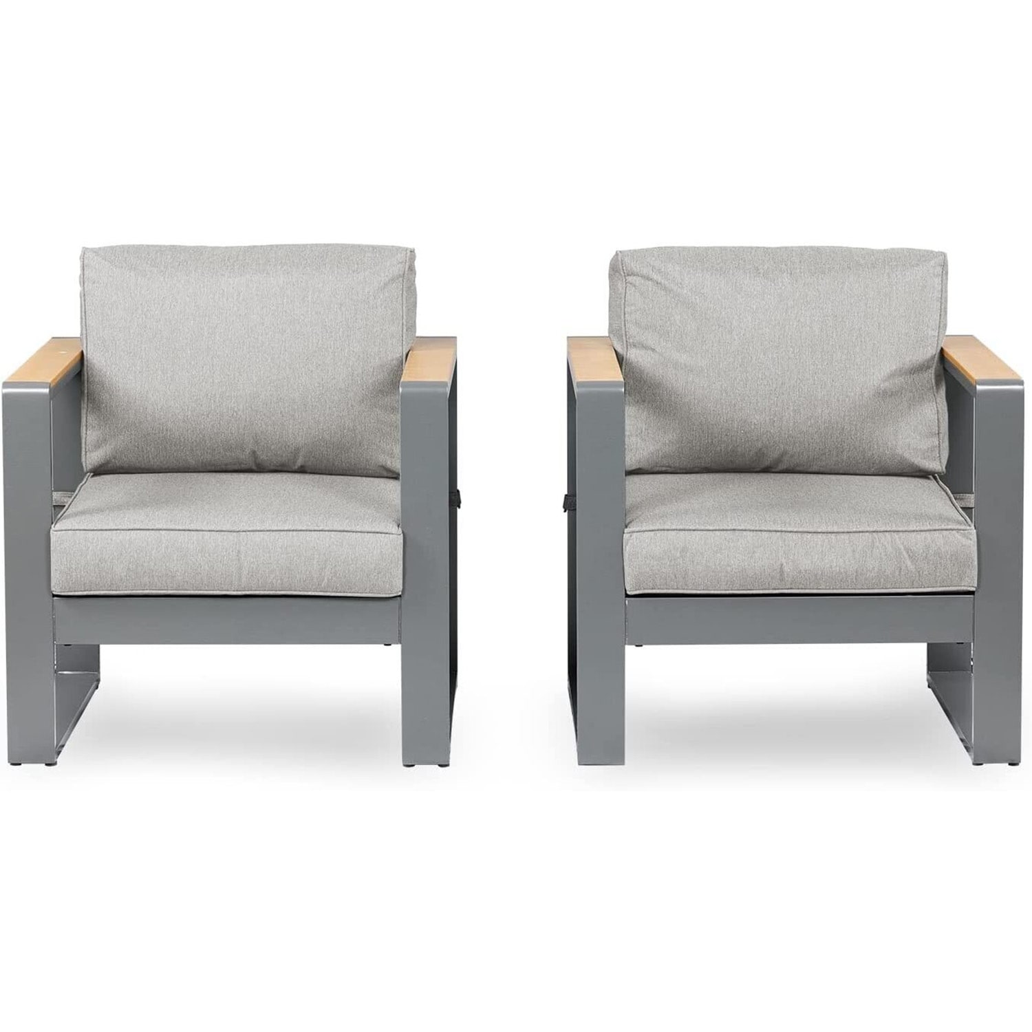 Aoodor A184-PDYGY Outdoor Sofa with Gray Cushions and Iron Frame