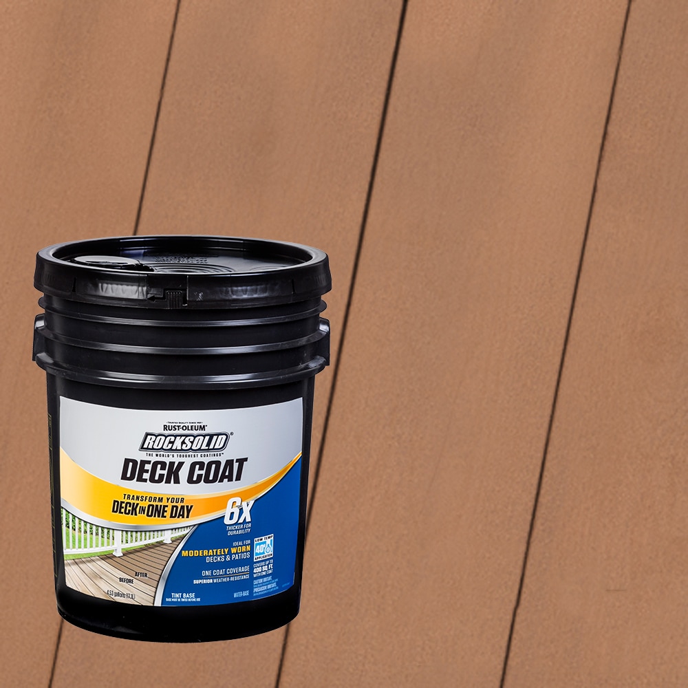 Rust-Oleum RockSolid 6X Deck Coat Pre-Tinted Santa Fe Solid Exterior Wood Stain and Sealer in One ( 5-gallon )