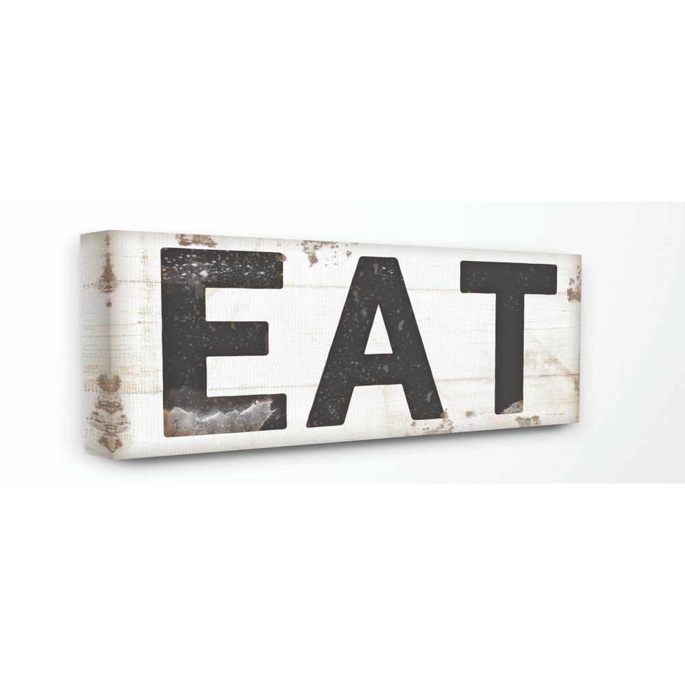 Stupell Industries Eat Typography Vintage Sign Jennifer Pugh 48-in H x  20-in W Abstract Print on Canvas at