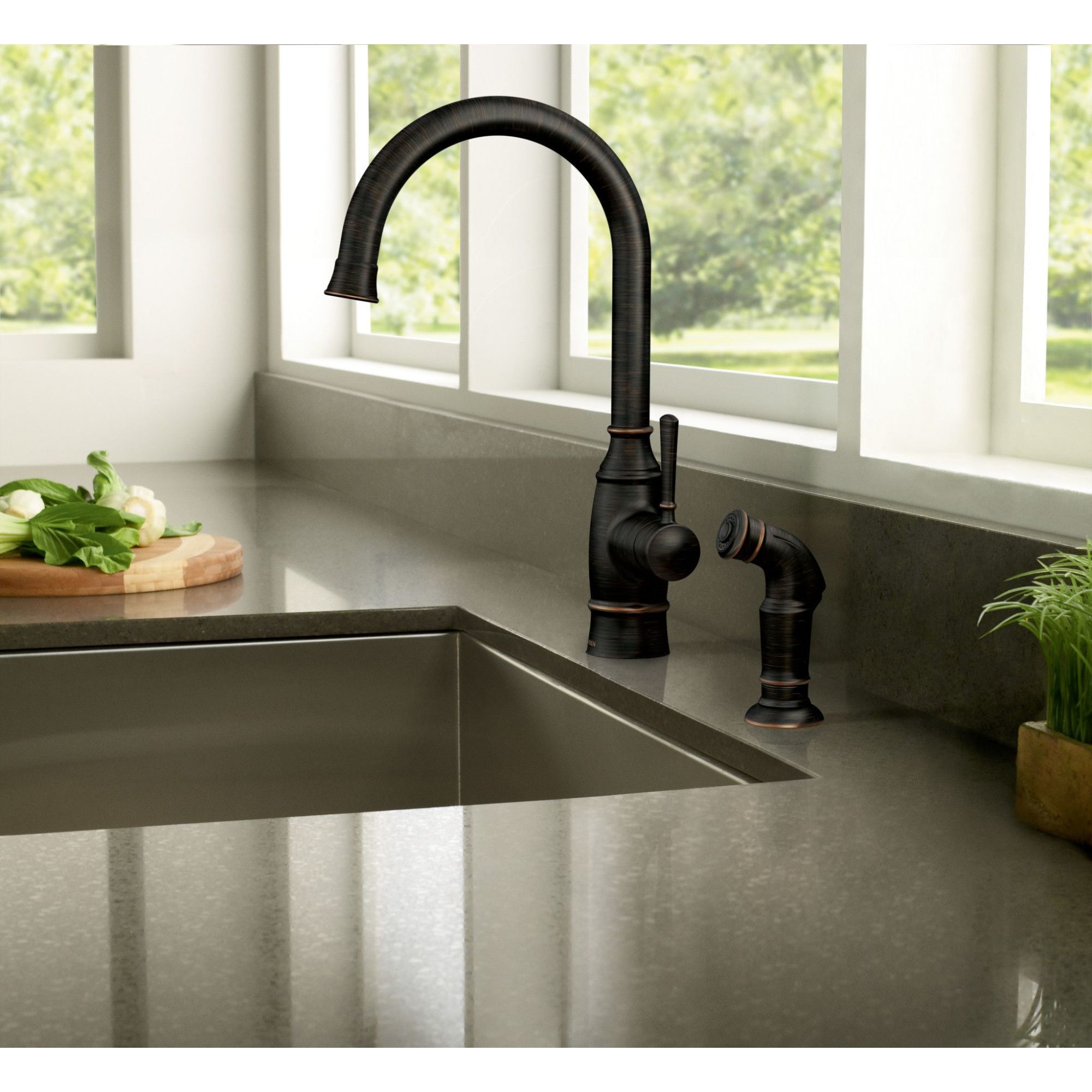 Moen Noell Mediterranean Bronze Single Handle Kitchen Faucet Deck   65265014 