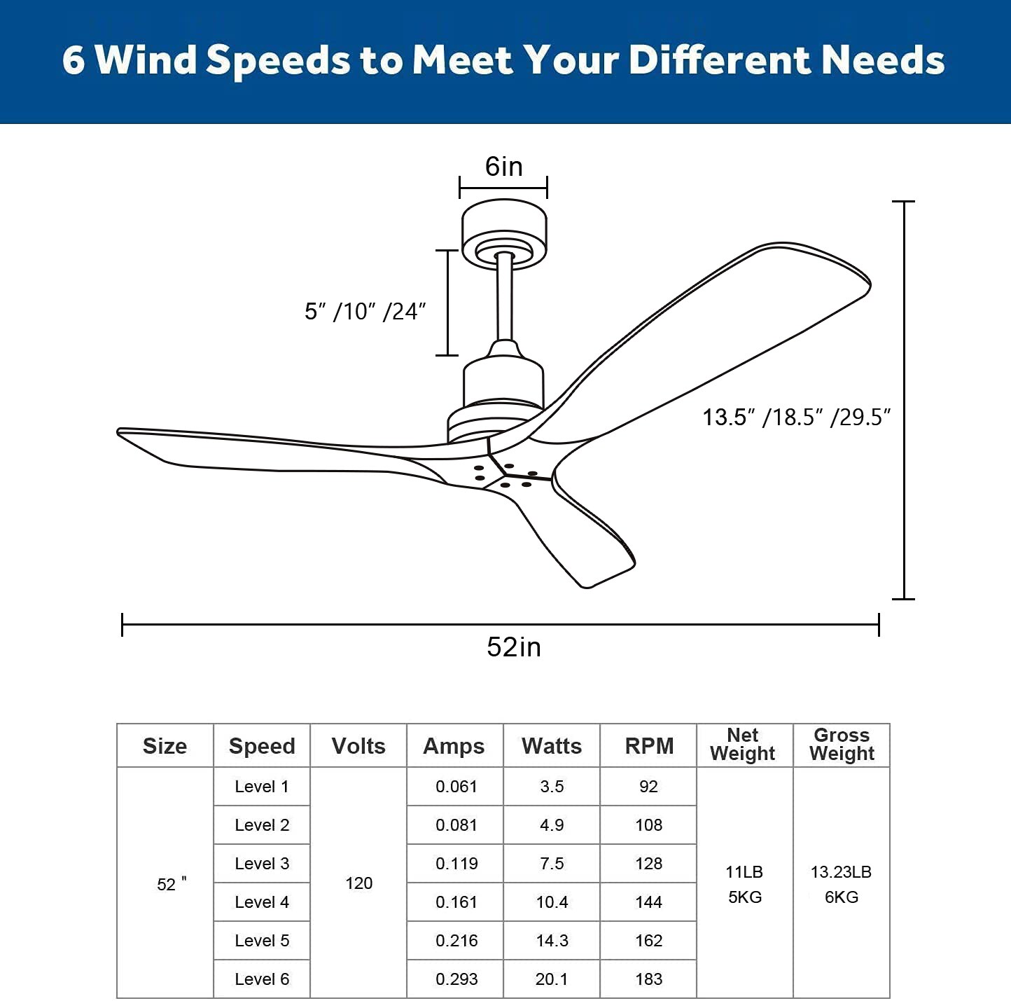 Sofucor LS-5247-BG-WD-SX-60 Ceiling-Fans - View #7