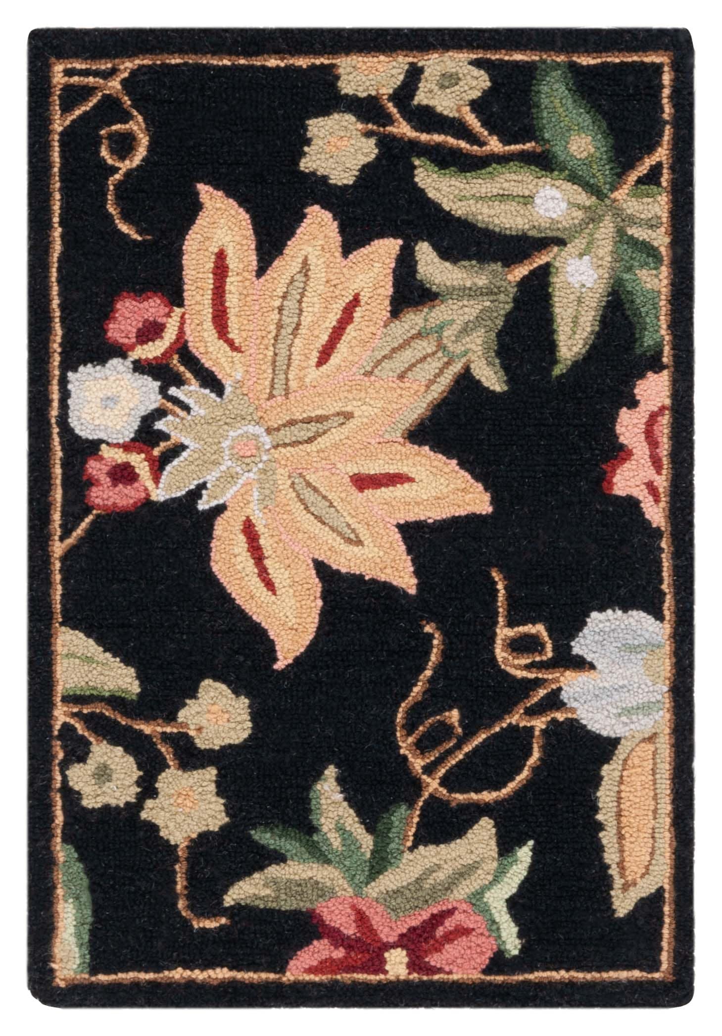 Chelsea Hooked Rug 311A Blk 2 x 3 Rectangular Area rug