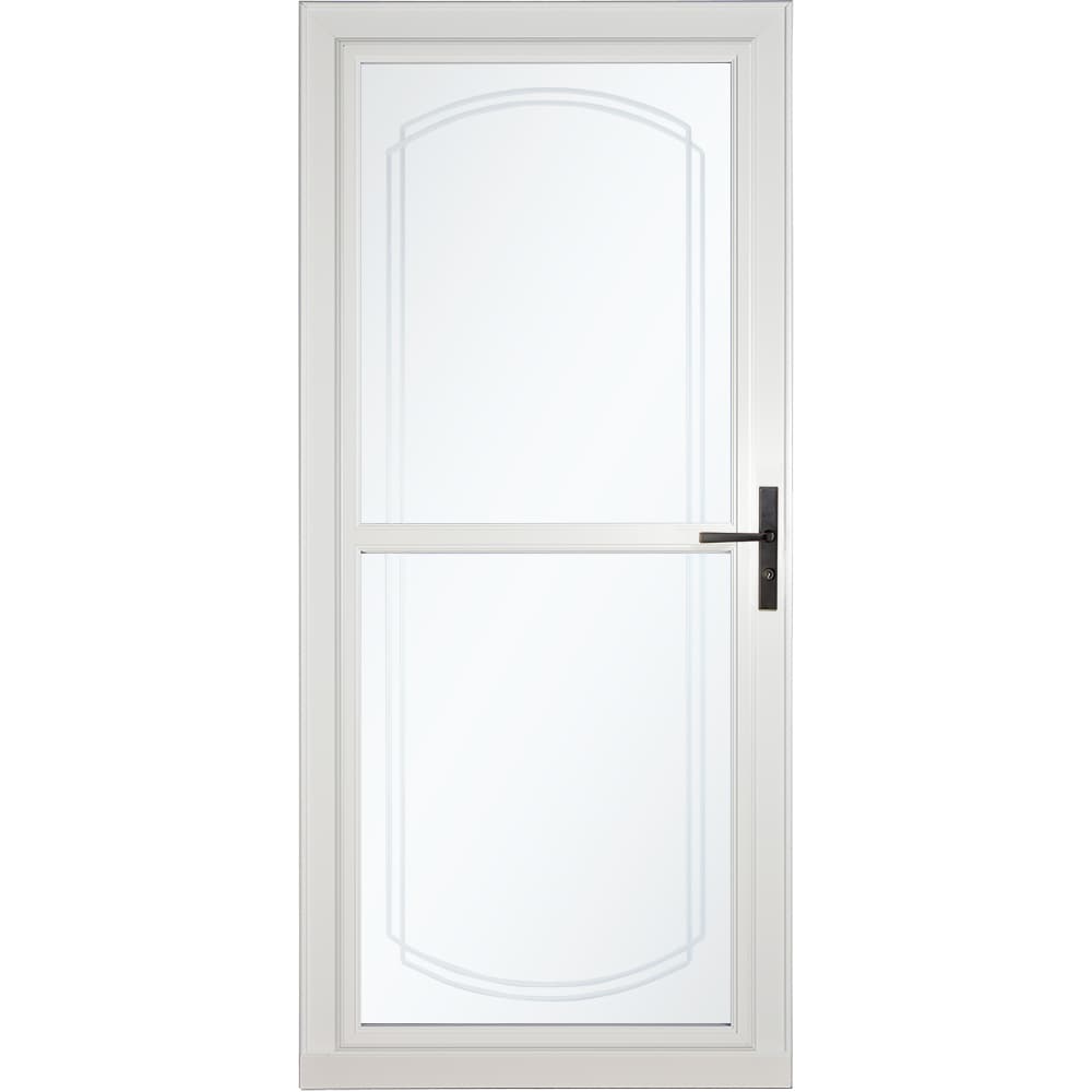 Tradewinds Selection 36-in x 81-in White Full-view Retractable Screen Aluminum Storm Door with Aged Bronze Handle | - LARSON 1461403257S