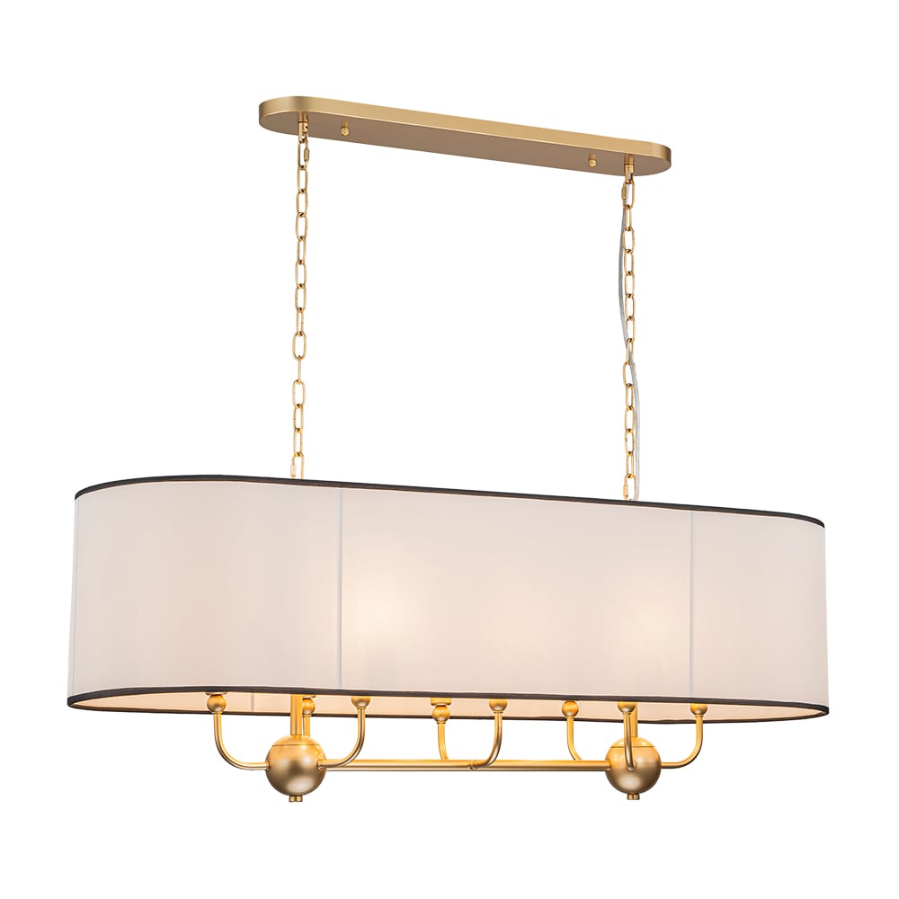 Wonderindoor 8 -Light Satin Gold Fabric Metal Chandelier