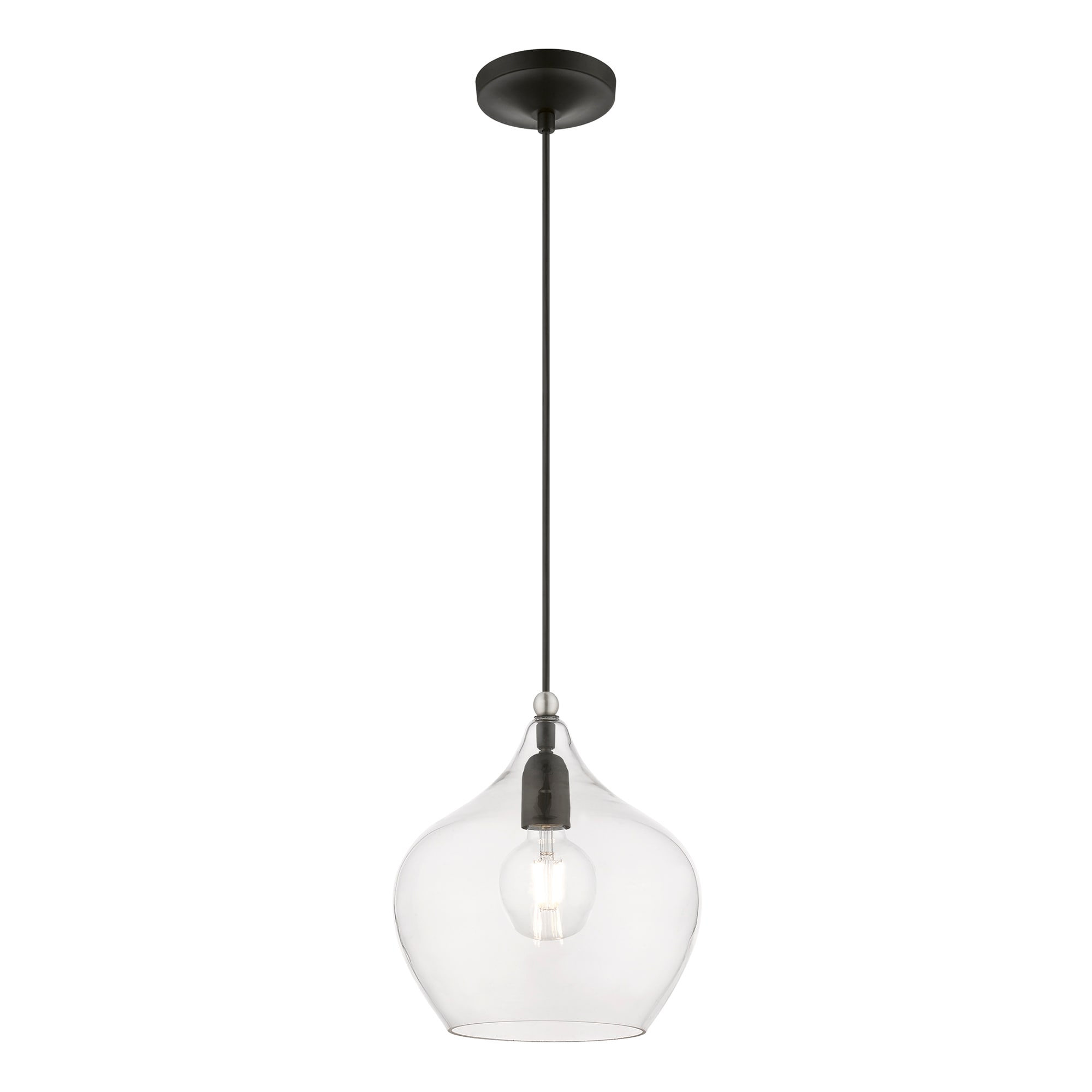 Aldrich Black and Brushed Nickel Glass Pendant Light