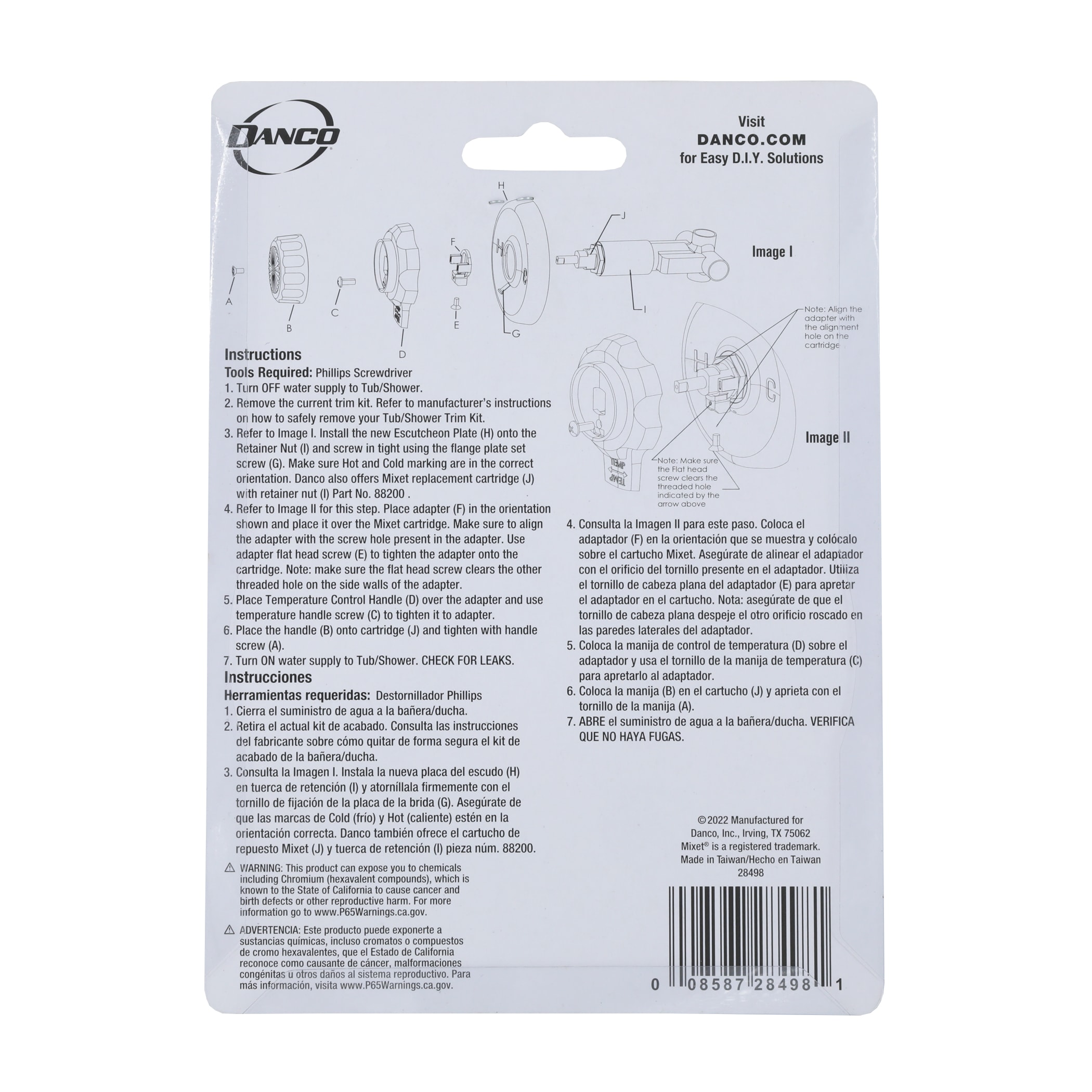 Chrome 4.5" Lavatory Trim Kit with Clear Knob