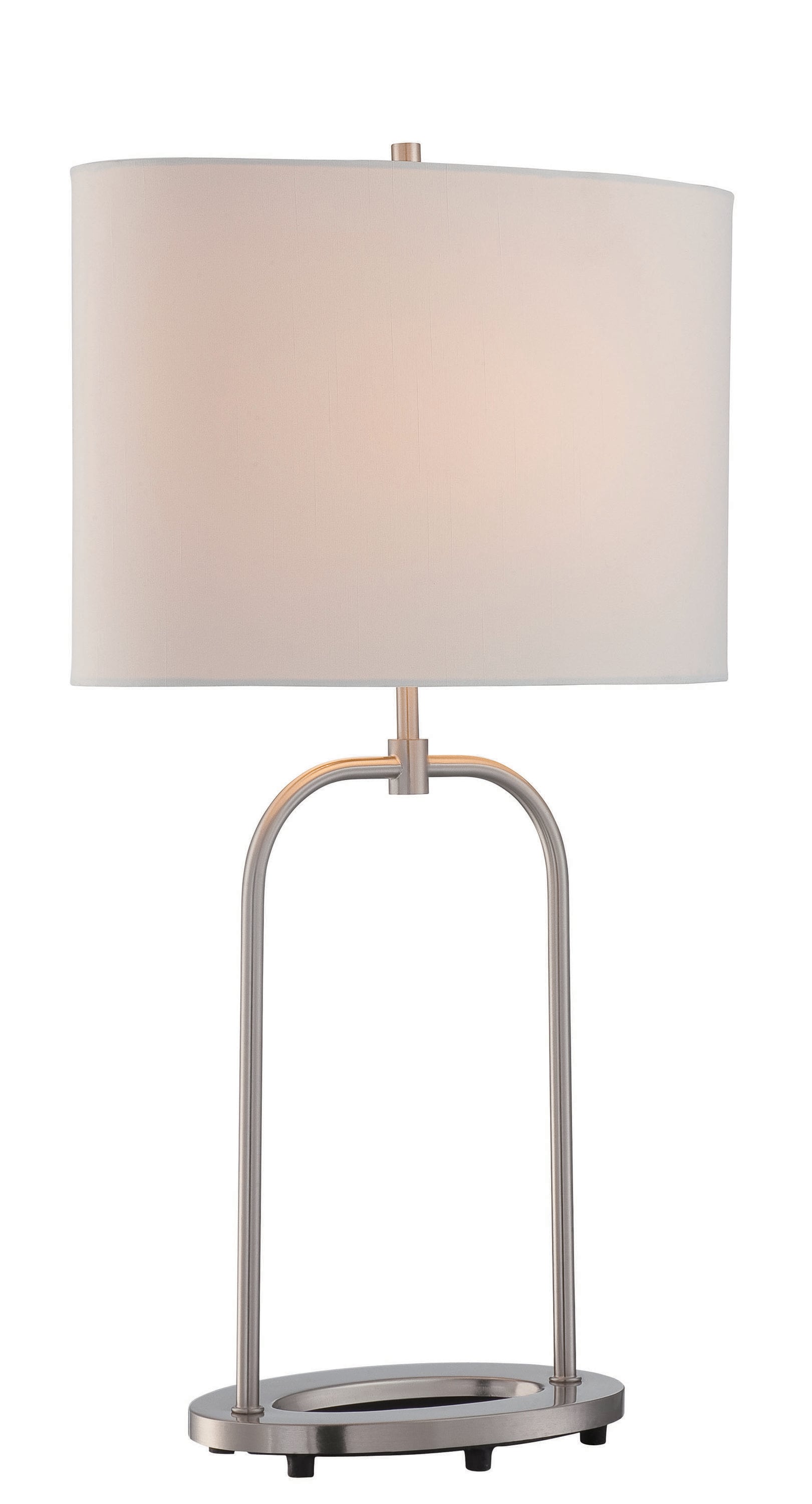 Lite Source LS-22665 Cailean 27.5-in Polished Steel Table Lamp with Fabric Shade