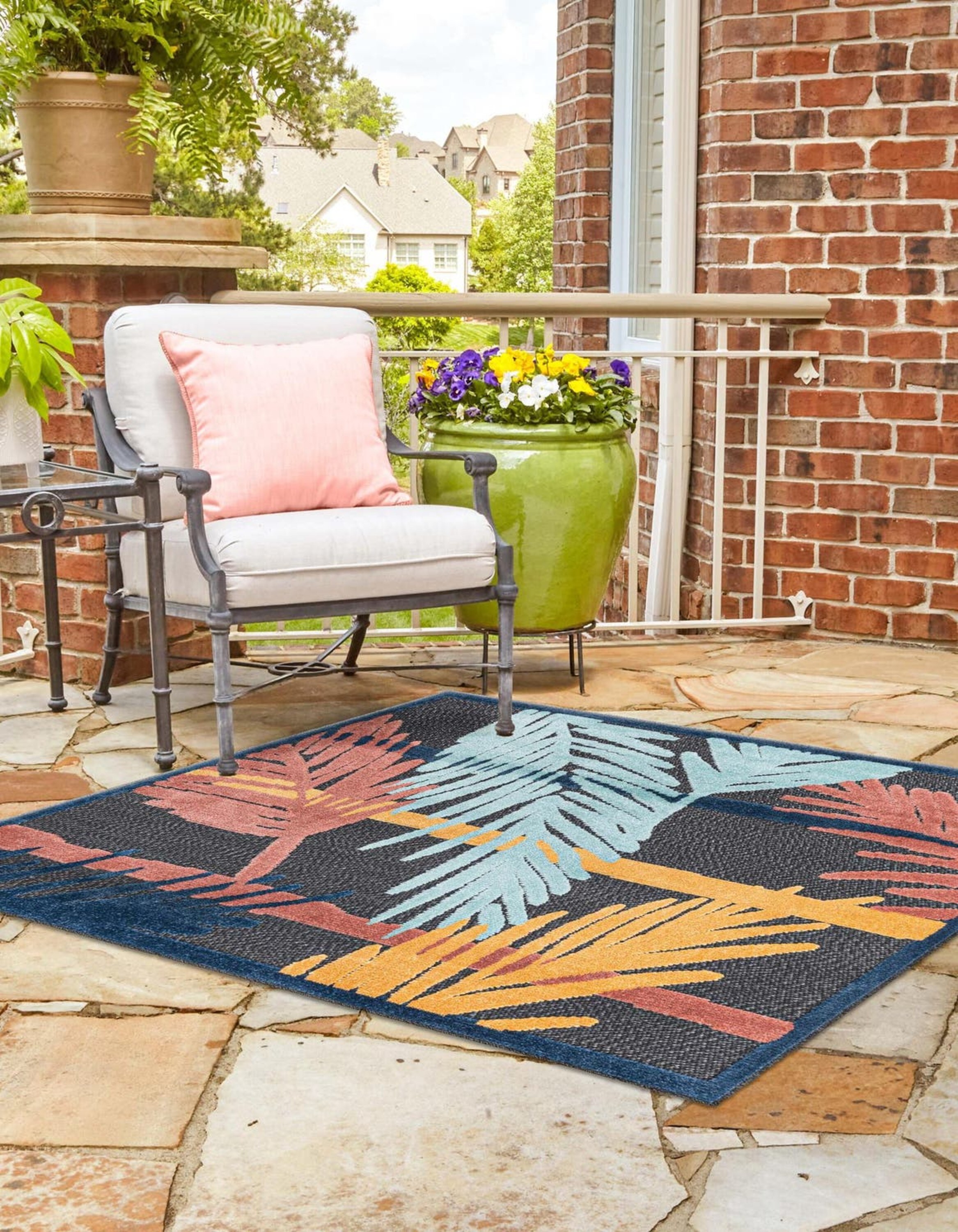 Belize Outdoor Black 10 ft Runner Area Rug Indoor Outdoor Rug