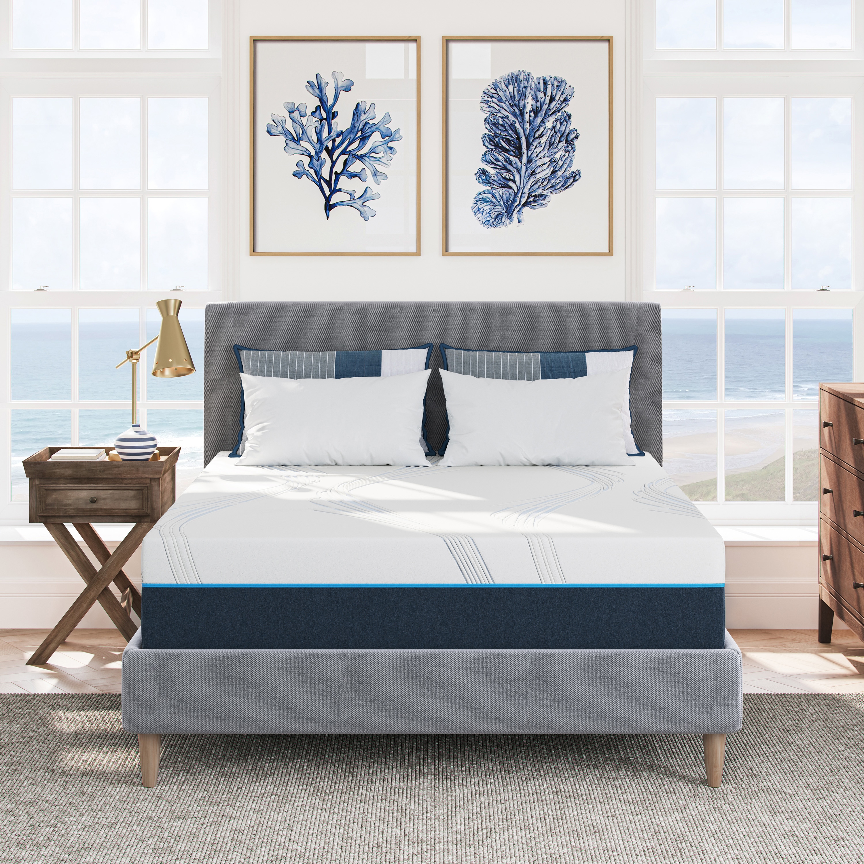 Nautica MEFRN09711QN Home 12 Inch Exhilarate Air Flow Gel Memory Foam Mattress with Cooling Air Flow and Pressure Relieving Foam Layers- Bed in a Box