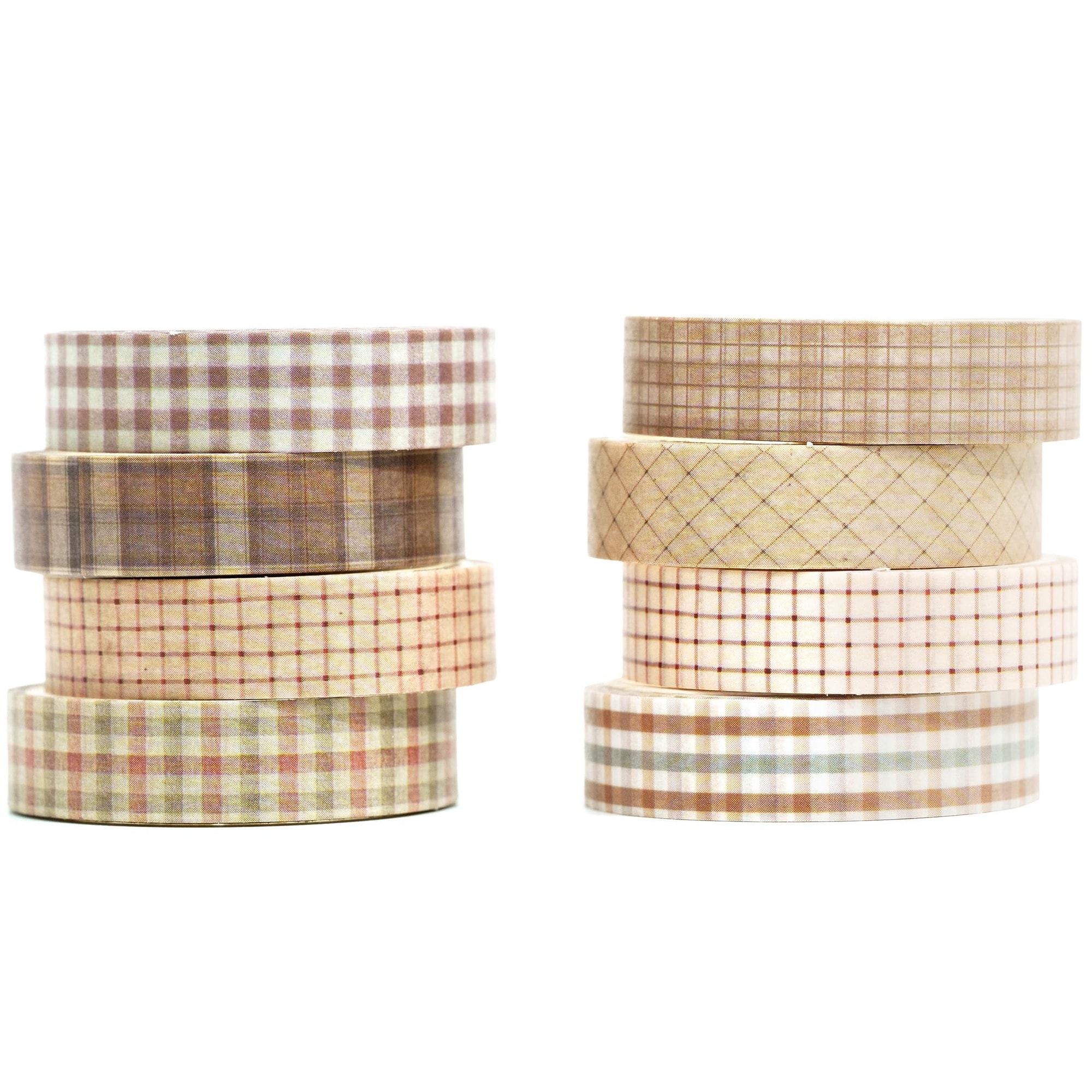Linder Group Inc Vintage Washi Tape Set 8 Roll Retro Plaid Decorative Masking Tape for Scrapbook Journals Planners DIY Crafts Gift Wrapping Arts