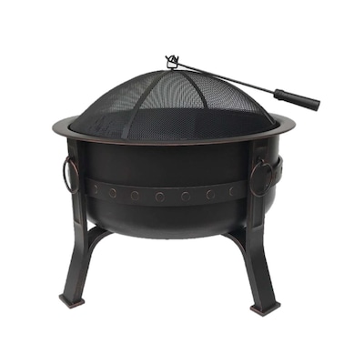 Global Outdoors 32 In W Brushed Bronze Steel Wood Burning Fire Pit In The Wood Burning Fire Pits Department At Lowes Com