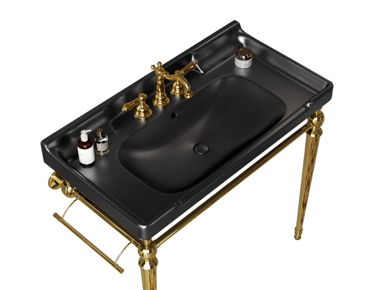 Tahanbath 36 Inches Bathroom Basin Ceramic with 3 pre-drilled hole NO Cabinet Black
