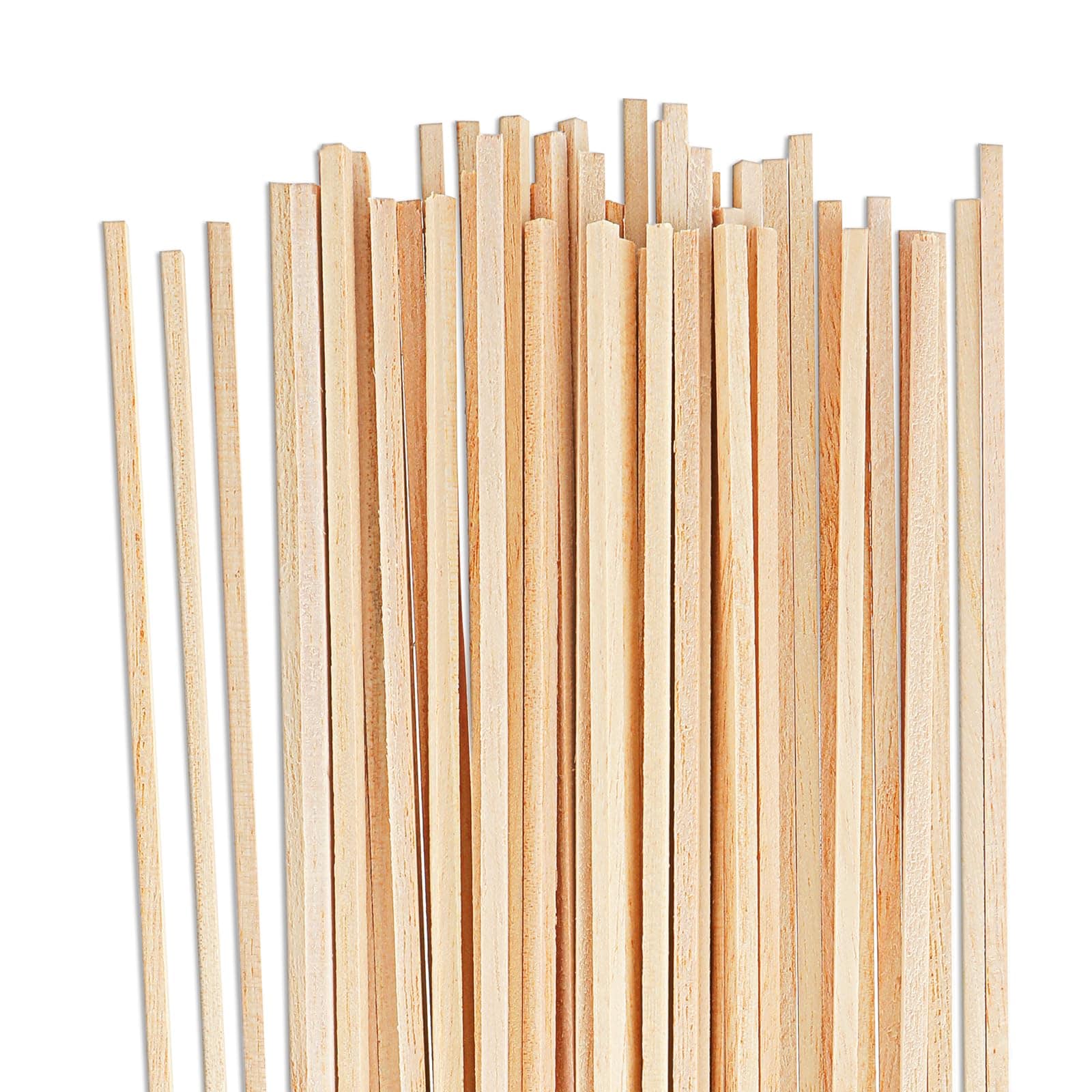 Aoibox  50 Pack Unfinished Hardwood Square Dowel Rods 1 8 in x 12 in for Model Building Craft Projects Kites DIY