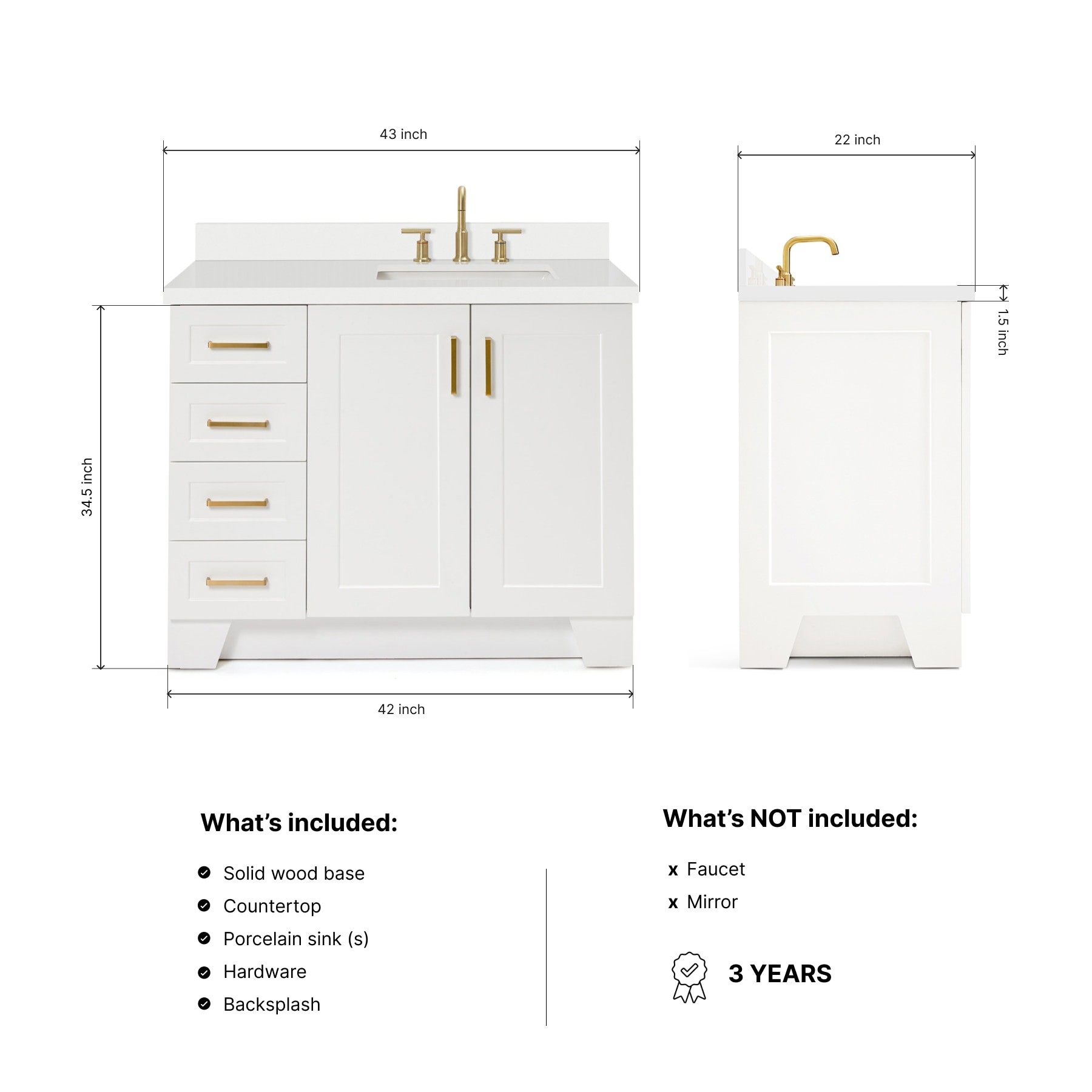ARIEL Q043SRWQRVOWHT Bath-Vanity-Combo - View #3