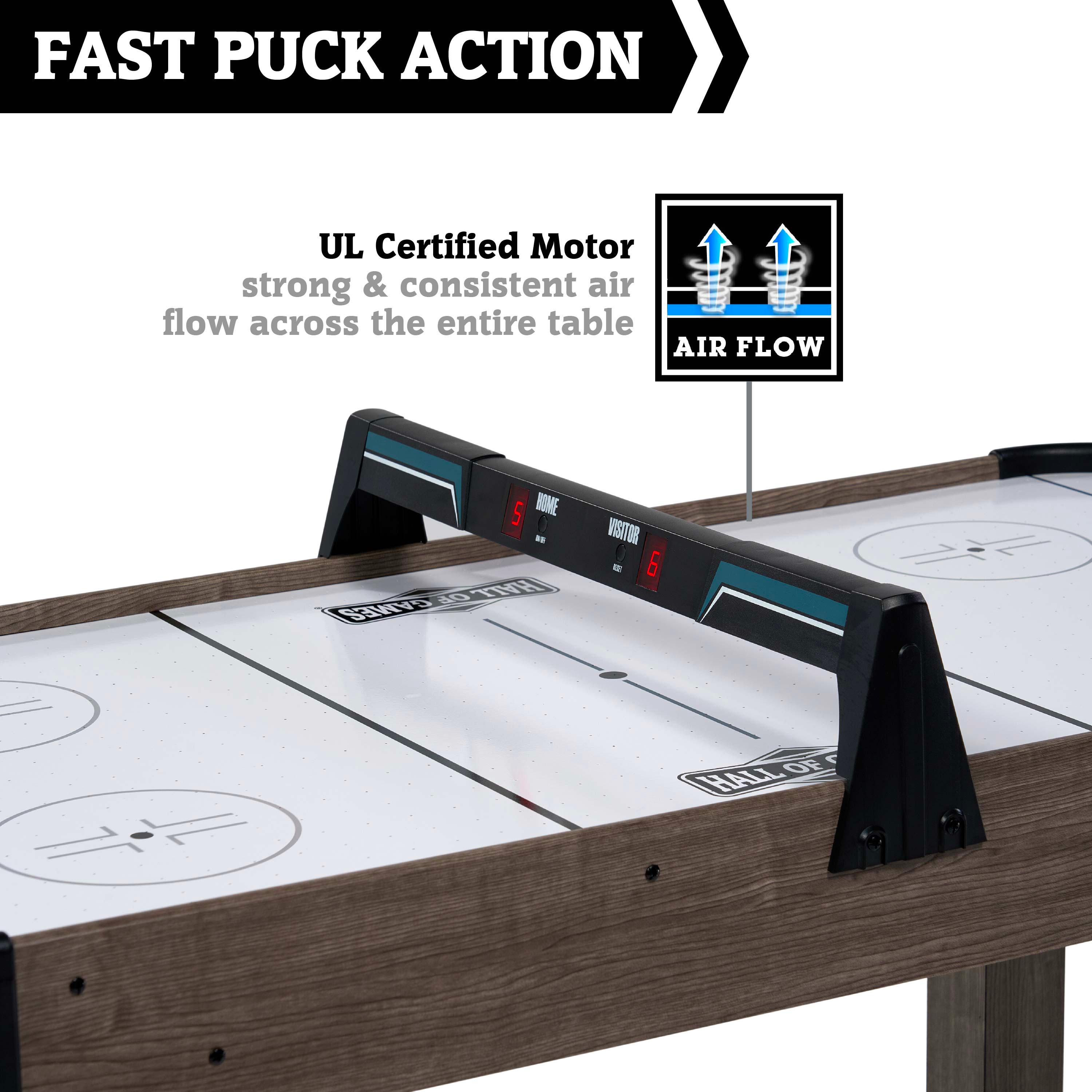 Charleston 48" Oakwood Air Powered Hockey Table with LED Scorer