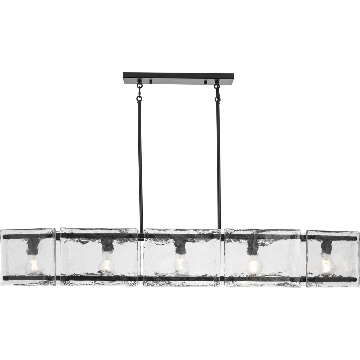 Rivera Matte Black 5-Light Linear Glass Chandelier