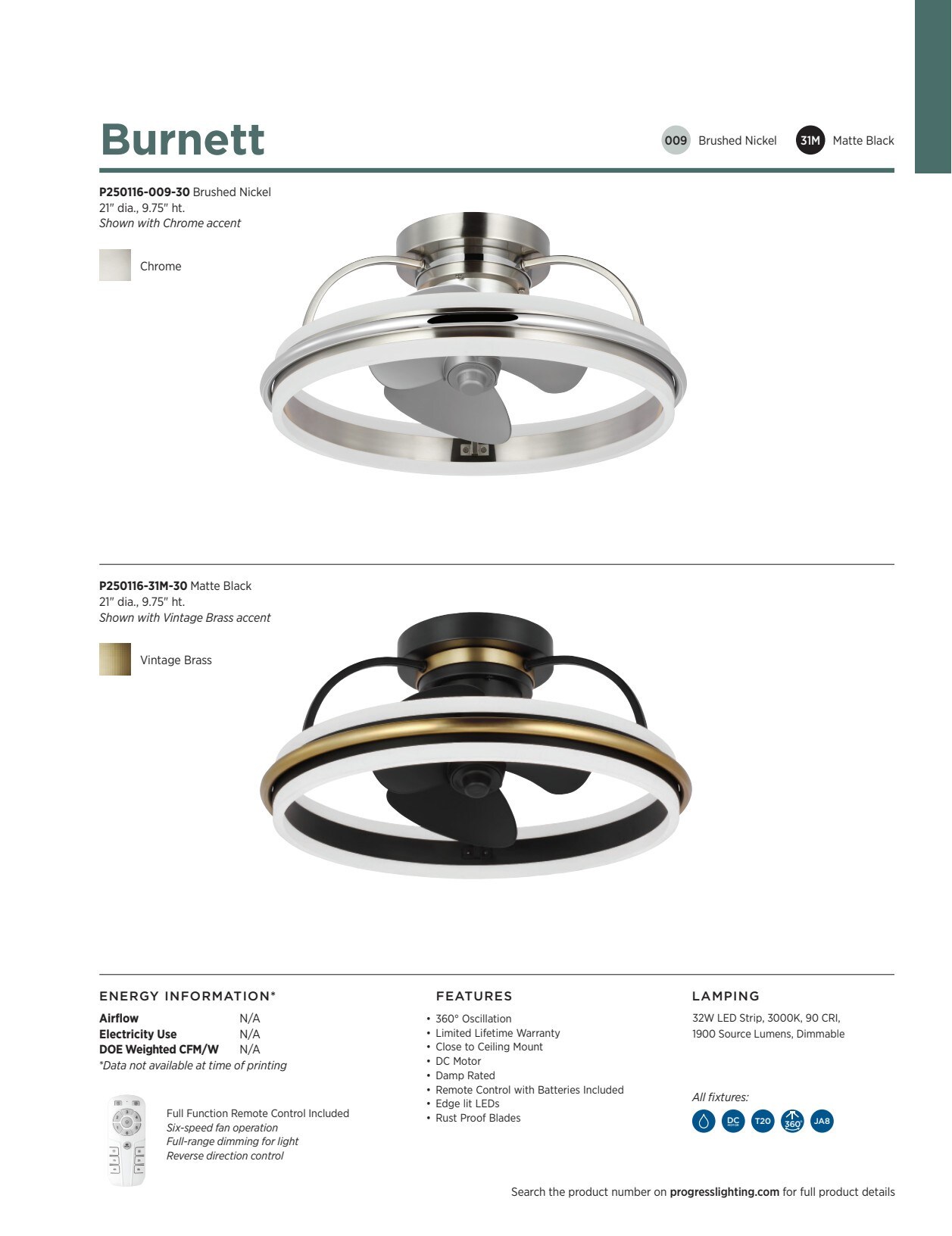 Brushed Nickel 21" LED Ceiling Fan with Remote and Lighting