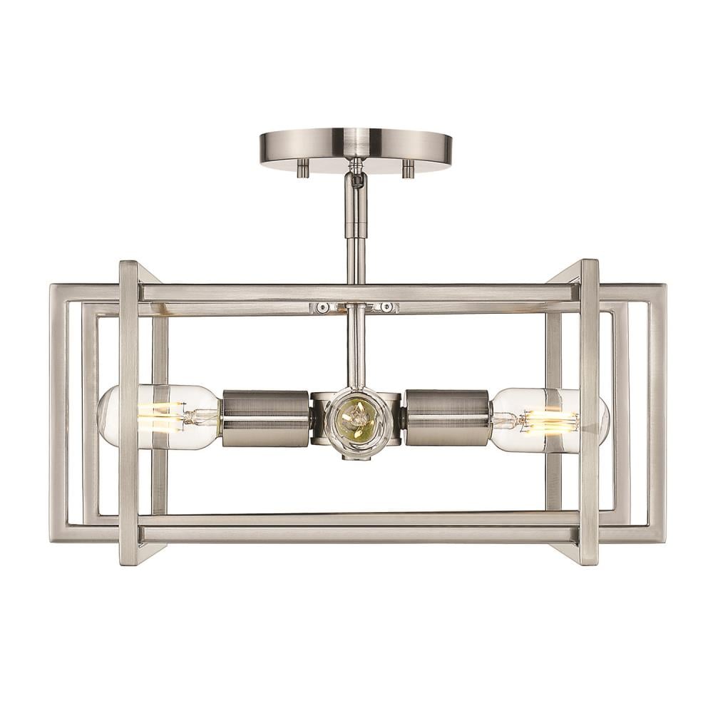 Golden Lighting 6070-SF PW-PW Tribeca 4 -Light 15.5-in Gloss Pewter Semi Flush Mount Light