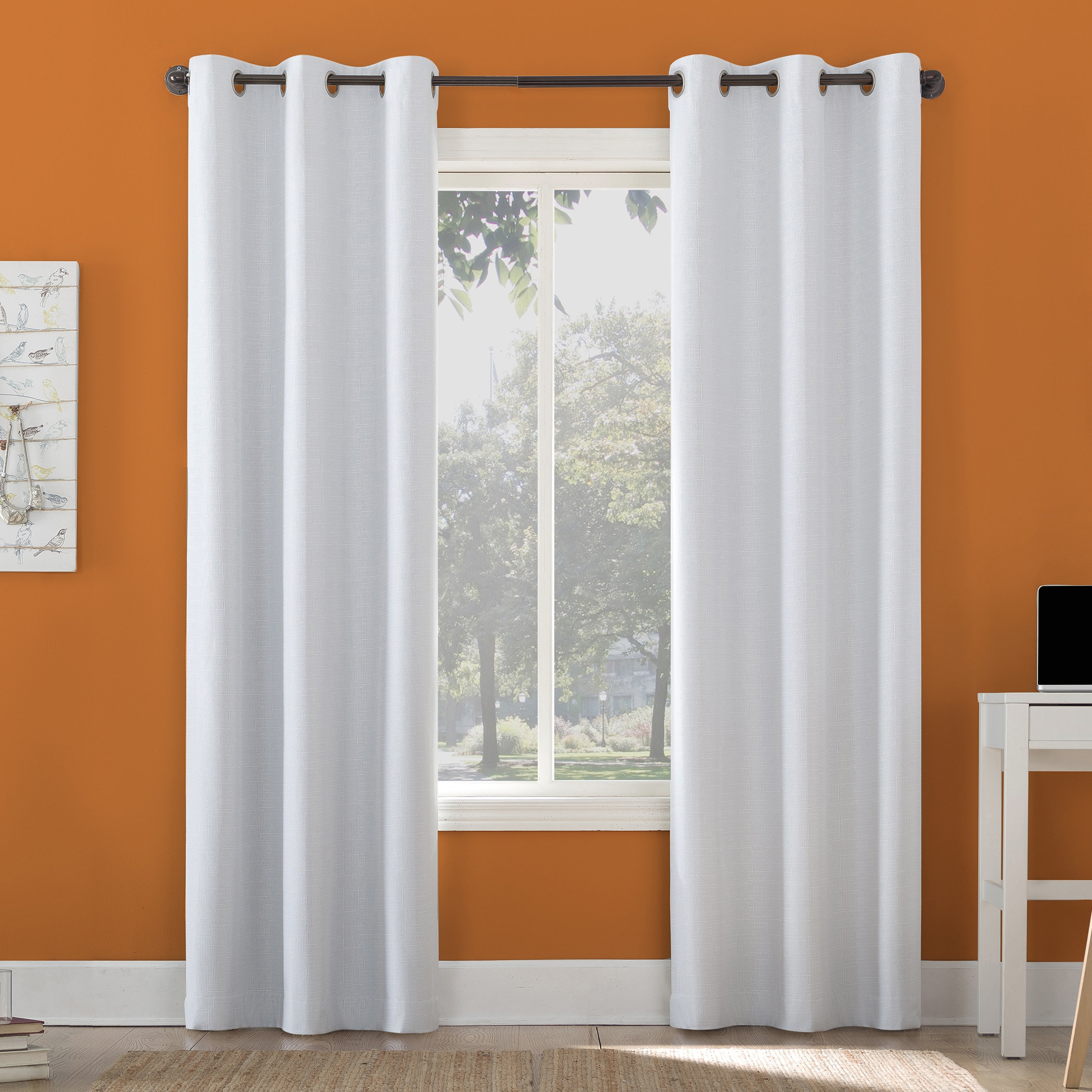 Sun Zero 59921 84-Inches White Blackout Standard lined Grommet Single curtain panel