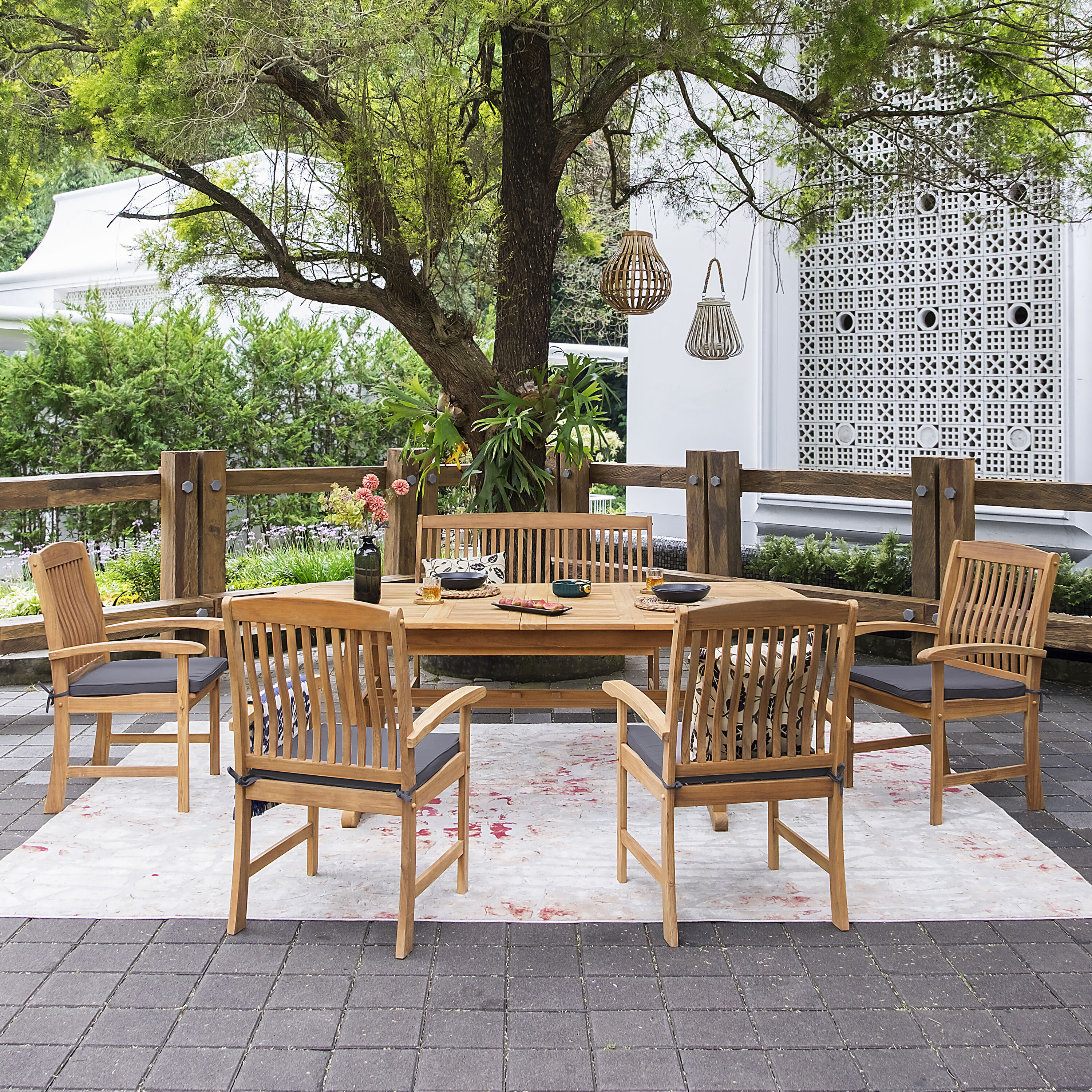 Cambridge Casual Auburn 6-Piece Brown Patio Dining Set Extendable Table ...