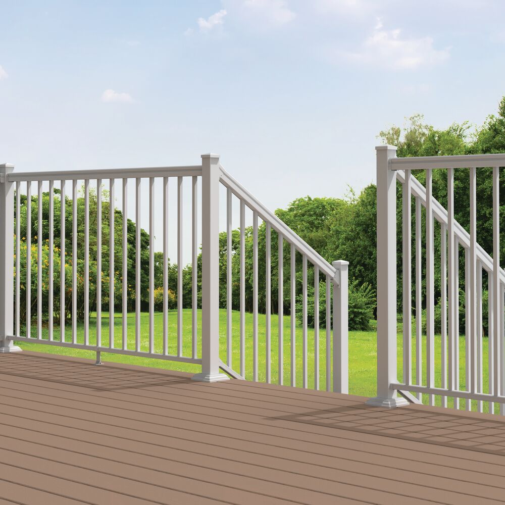 Freedom VersaRail 8-ft x 1.7-in x 3.5-ft White Aluminum Deck Stair Rail ...