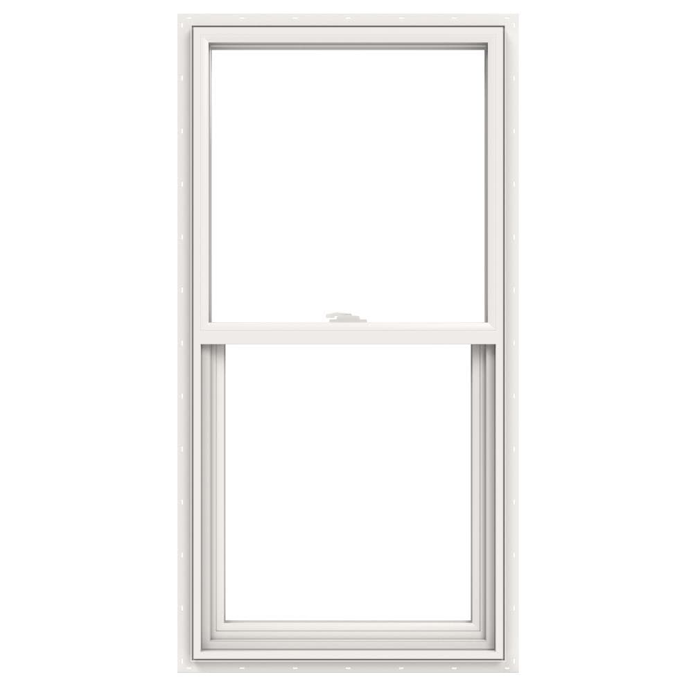 JELD-WEN JW234700240 V-2500 23-1/2-in x 47-1/2-in White Exterior Vinyl New construction Single Hung Window Low-E argon Double Pane Glass (Full Screen Included)