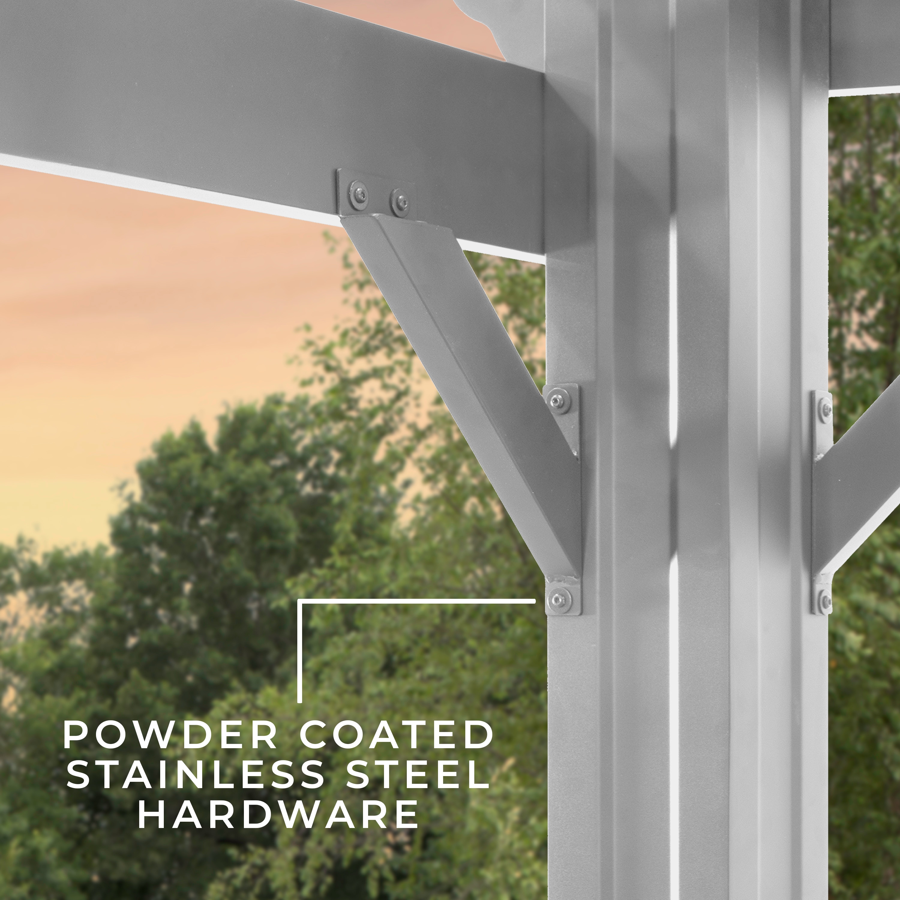 Hawthorne 14x12 White Galvanized Steel Pergola with Canopy