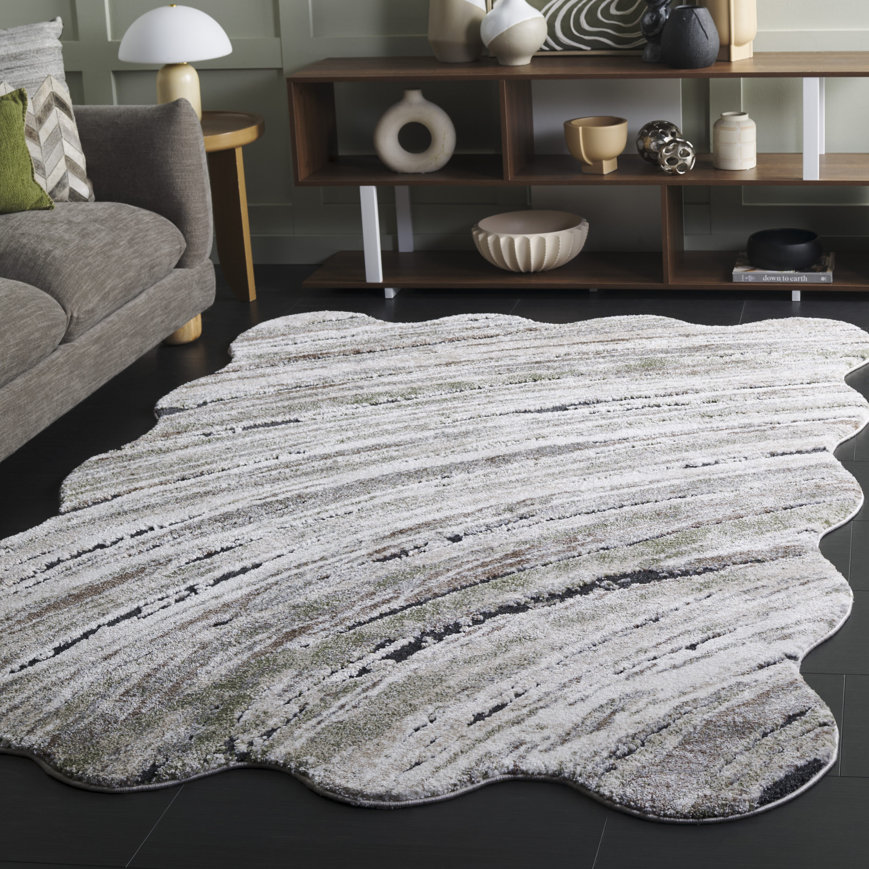 Contour 309Y Green/Ivory 6 x 8 Rectangular Area rug
