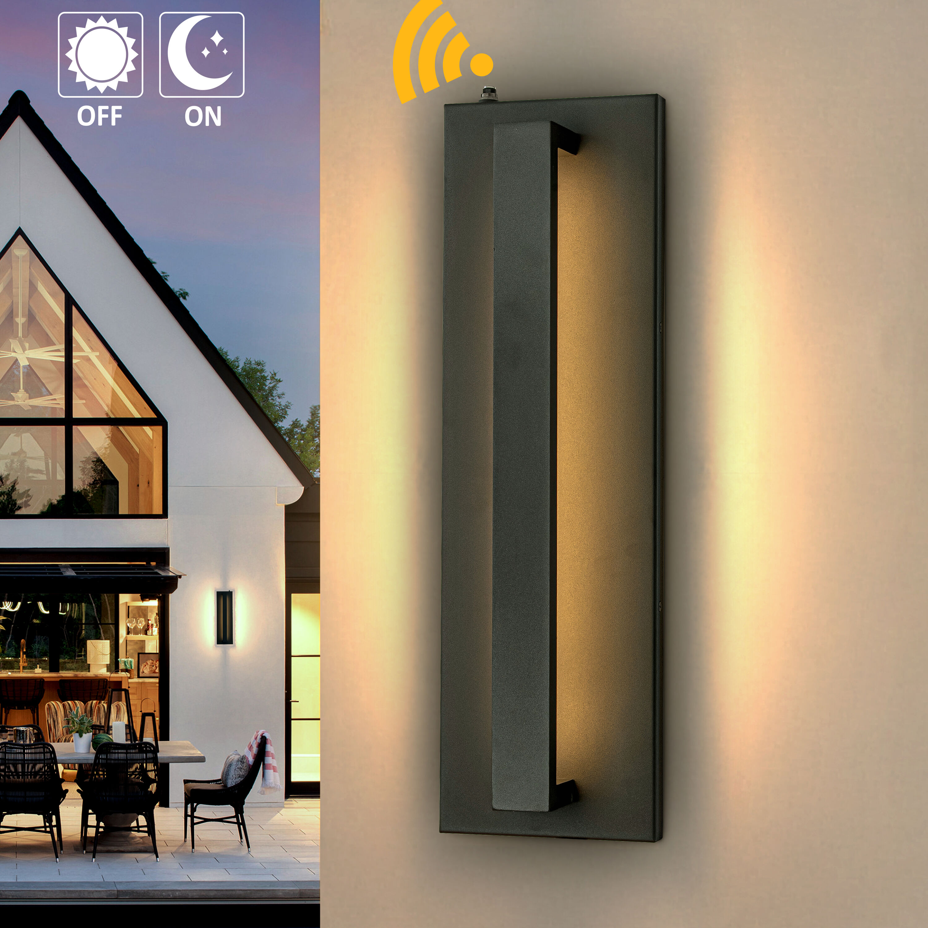 View of AloaDecor Lighting 2 -Pack 20-in H Matte Black Hardwired Dusk to Dawn ...