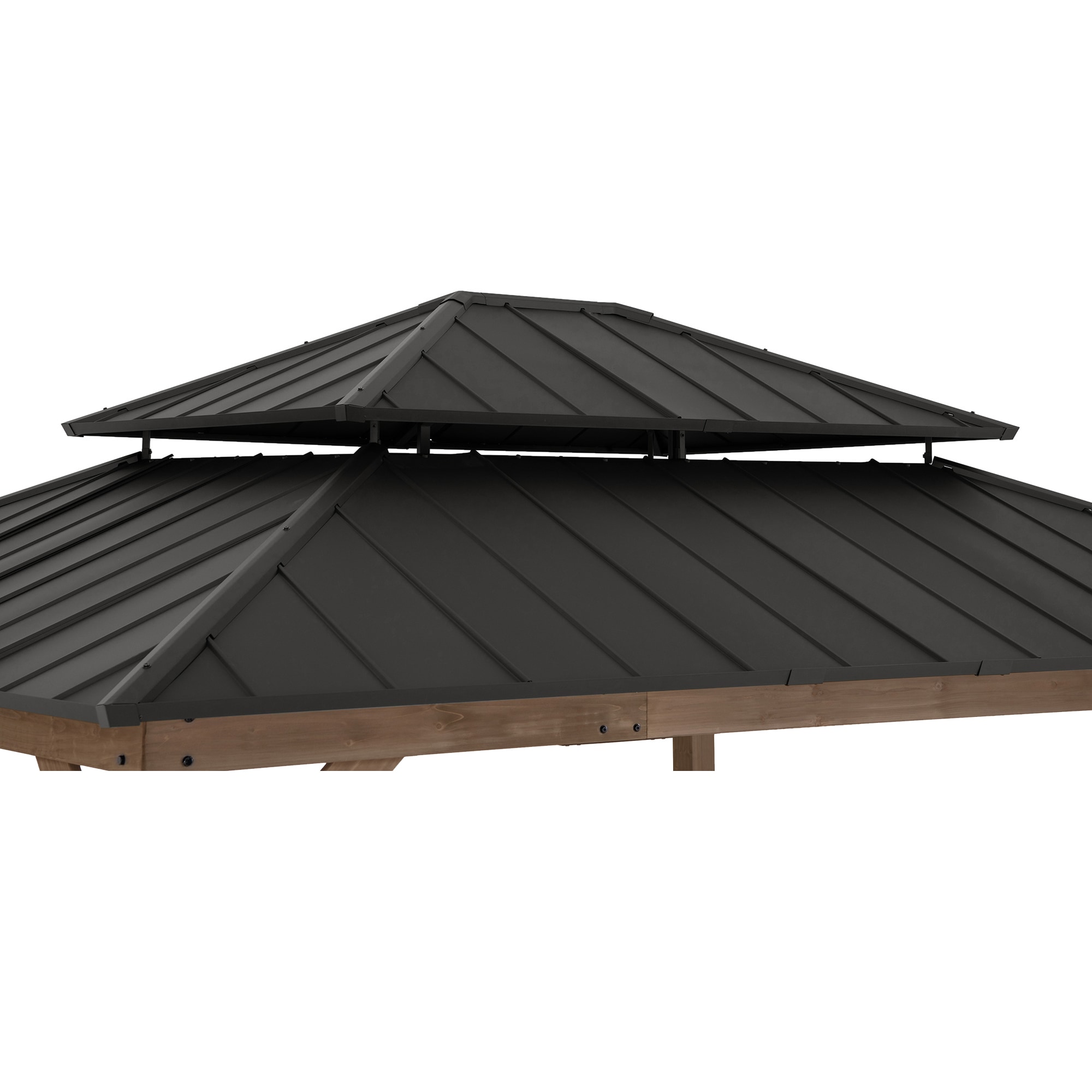 Cedar Framed Brown Steel 13x15 ft. Outdoor Patio Gazebo