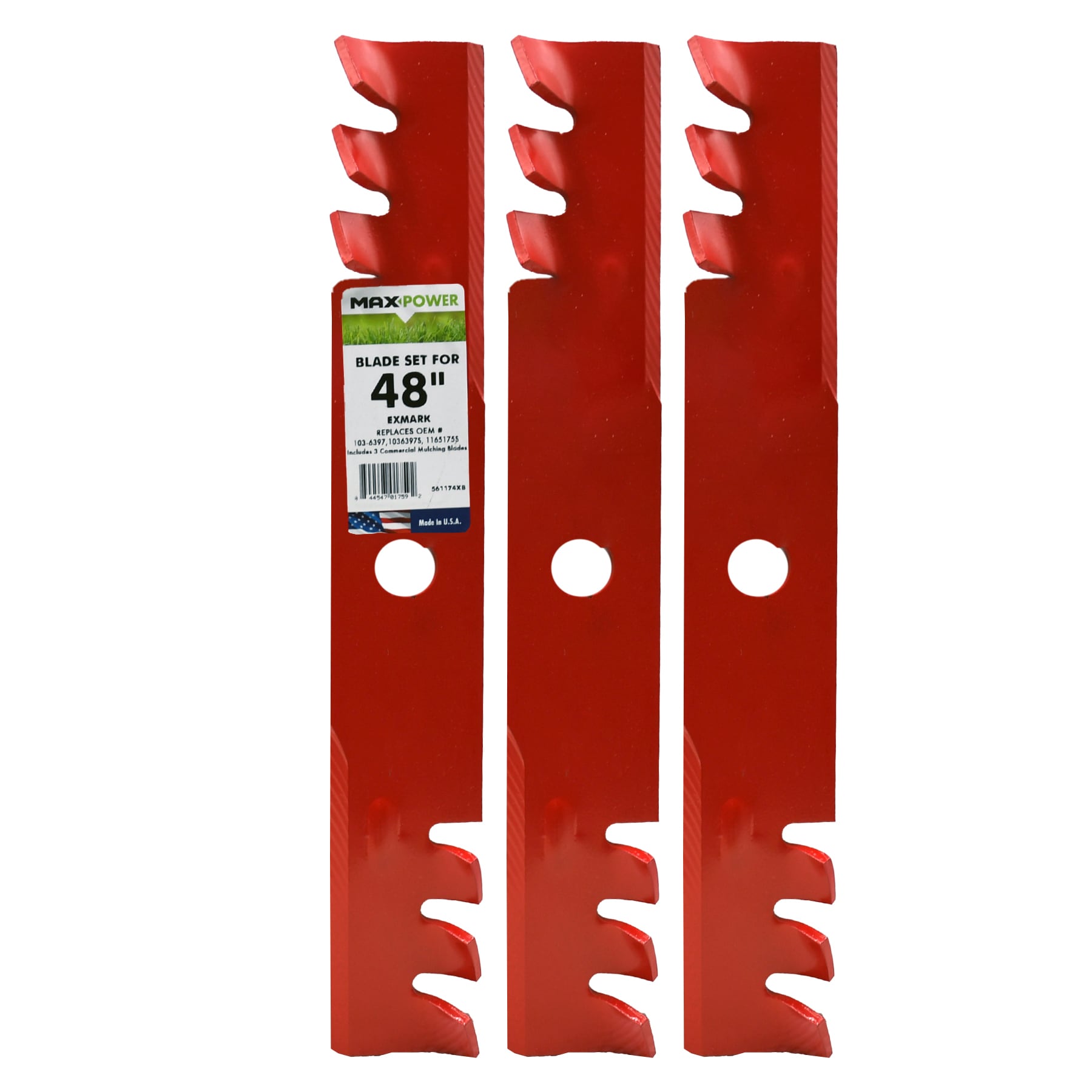 48-in Deck Mulching Mower Blade for Zero-turn mowers 3 -Pack 103-6396, 103-6396-S, 1165177S