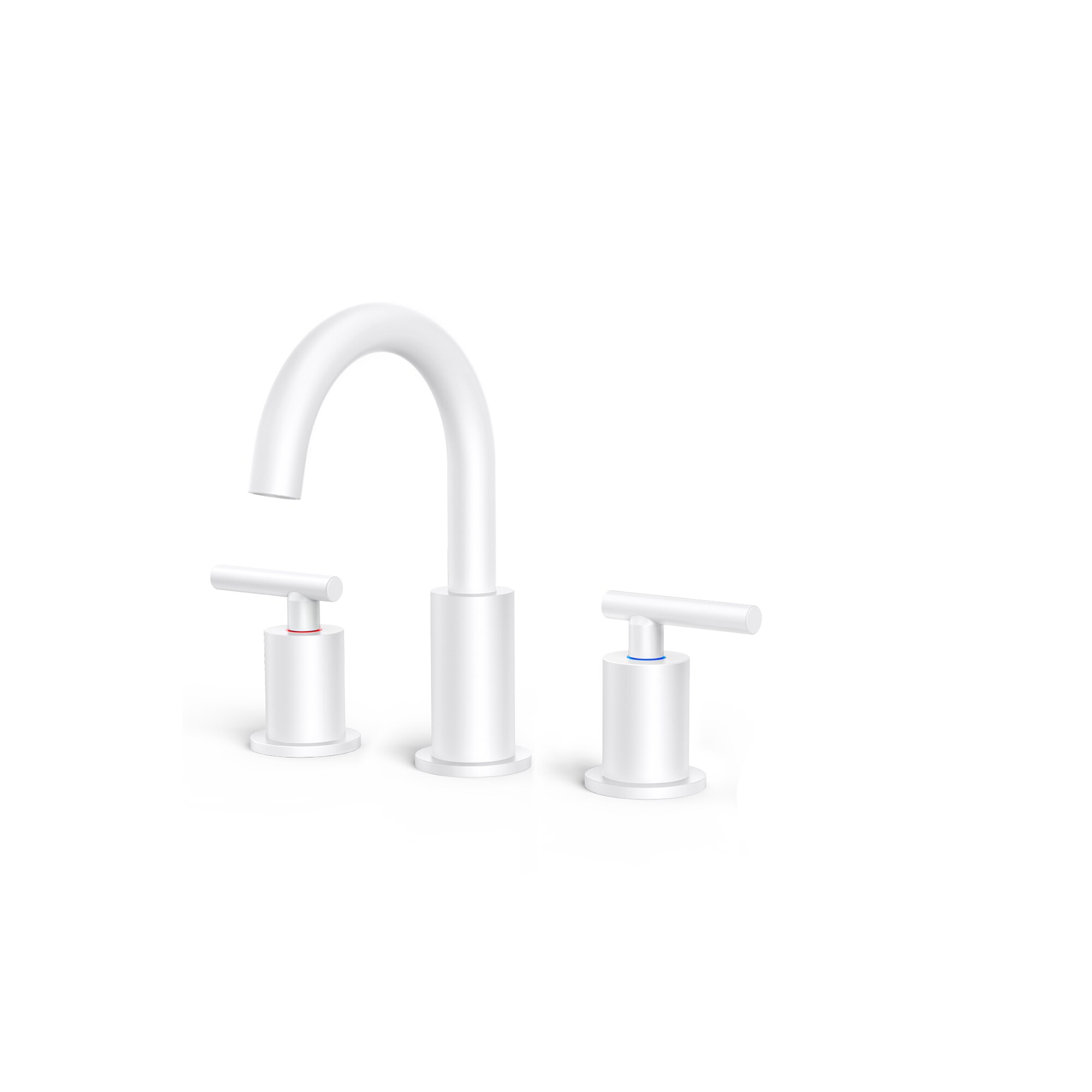 androme AD3AAW White Widespread 2-handle High-arc Commercial/Residential Handle Bathroom Sink Faucet with Drain with Deck Plate
