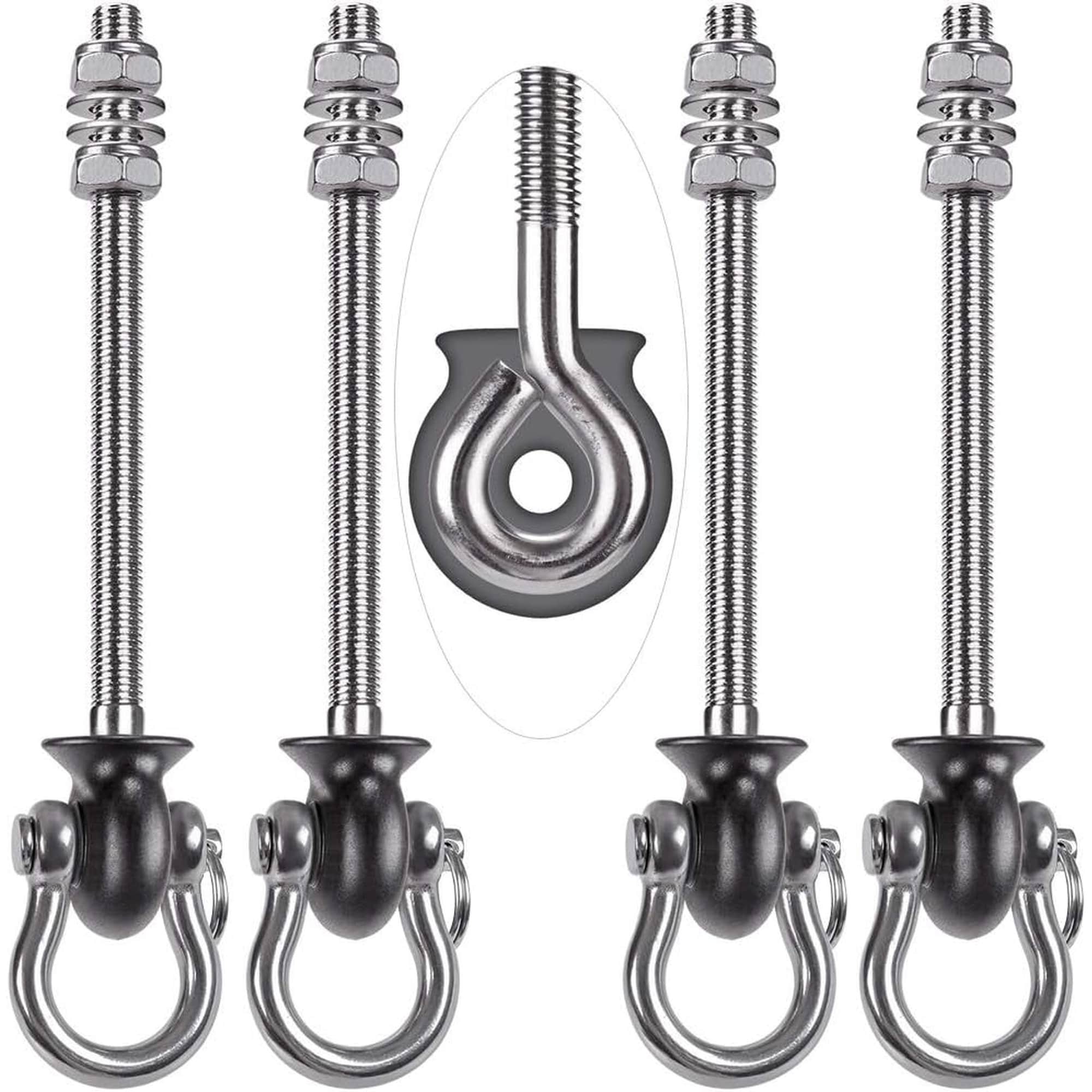 Angel Sar 4 Pcs Stainless Steel Heavy Duty Swing Hangers 1500 Lb Capacity for Wood Steel Beam Yoga Hammock Chair Punching Bag 180 Deg Swing