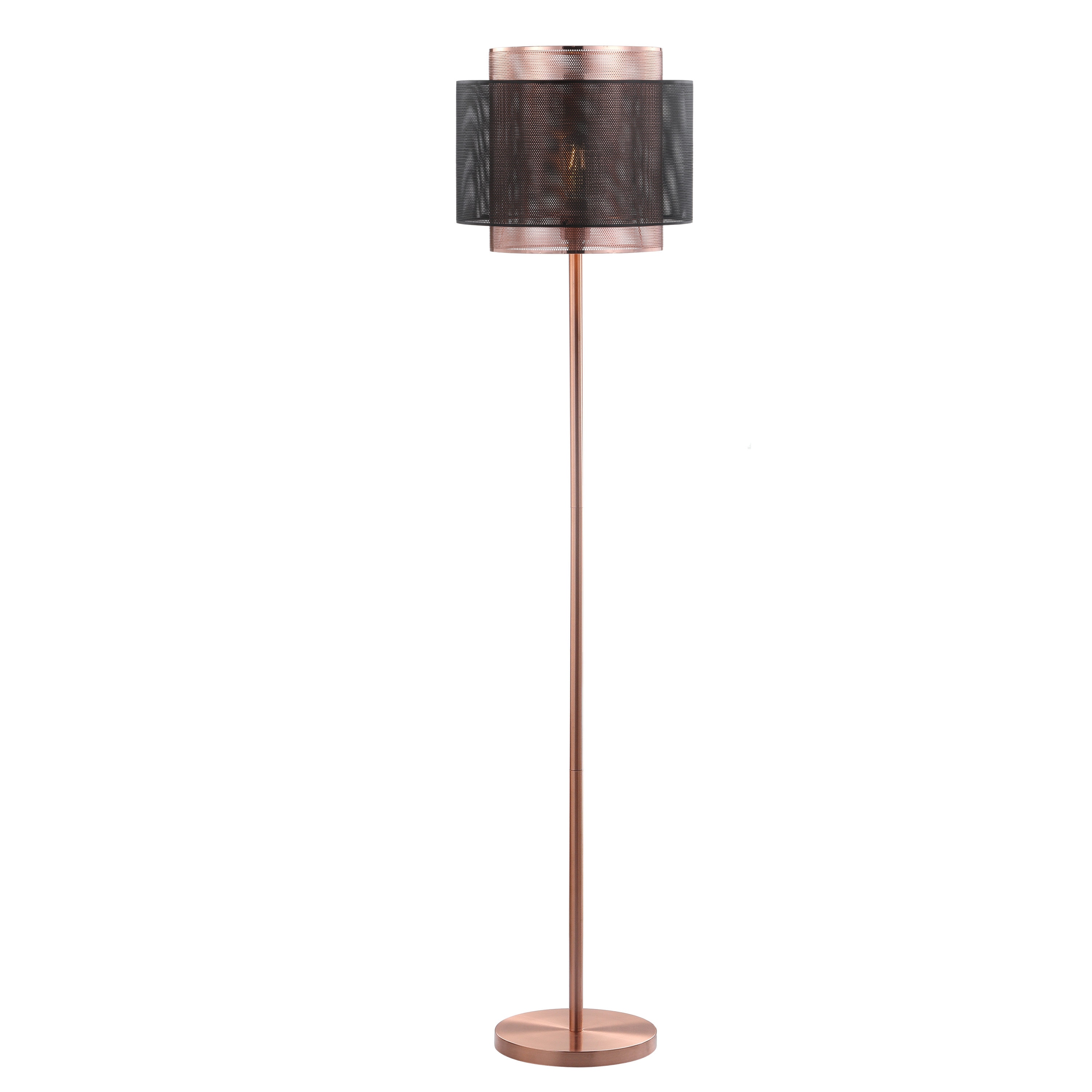 Tribeca Dual-Finish 60.5" Copper & Black Mesh LED Floor Lamp