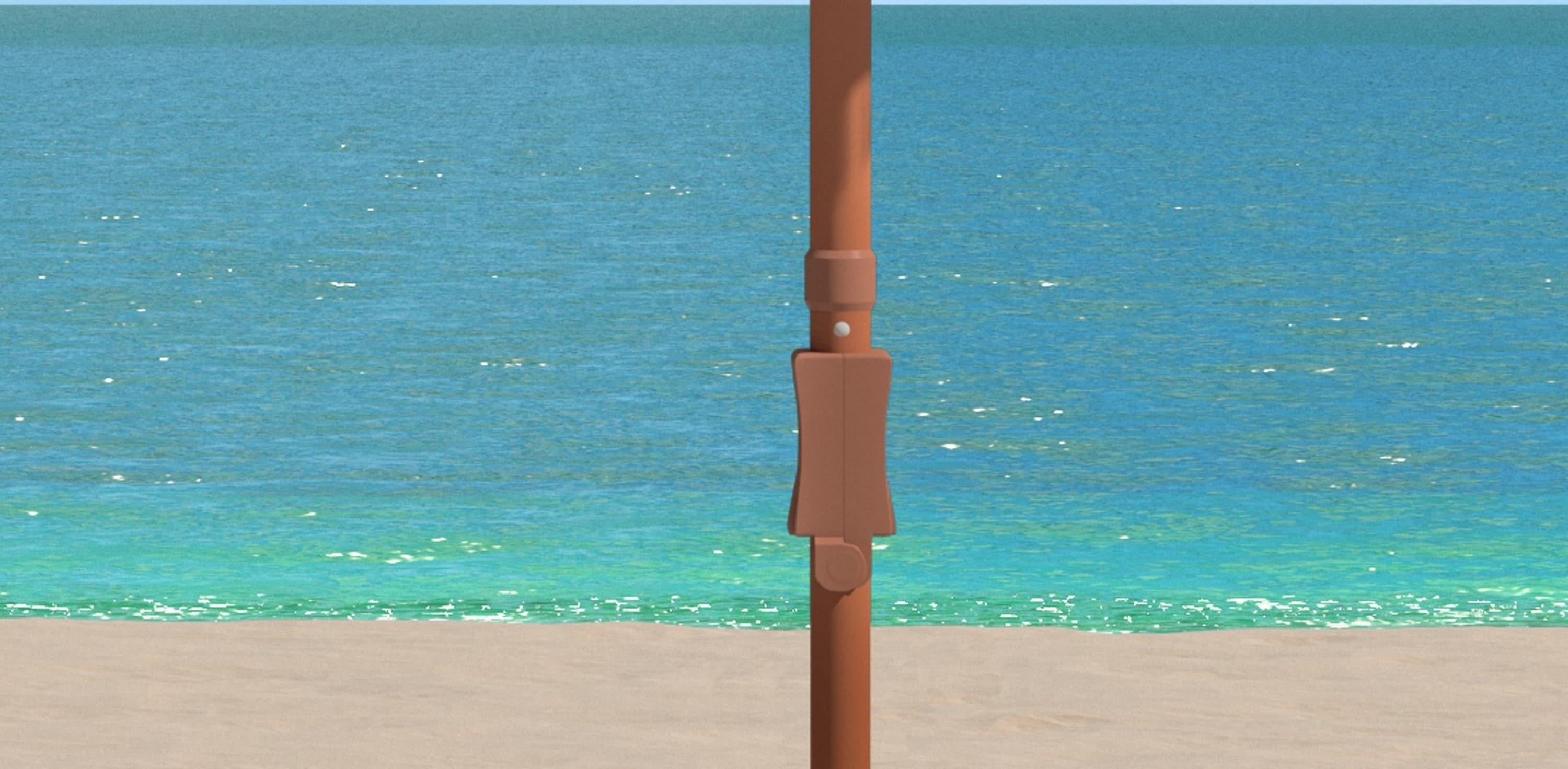 Estonia 6.5 Ft White Fringe Beach Umbrella with Metal Tilt Mechanism