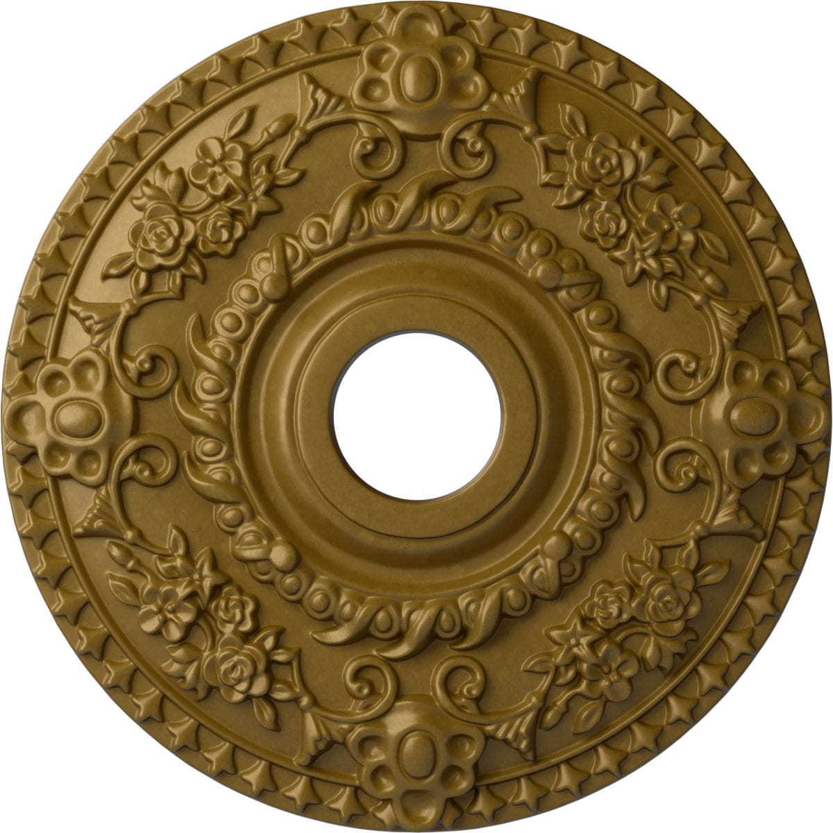 Ekena Millwork CM18ROGLS Rose 18-in W x 18-in L Painted Gold Polyurethane Whole Ceiling Medallion