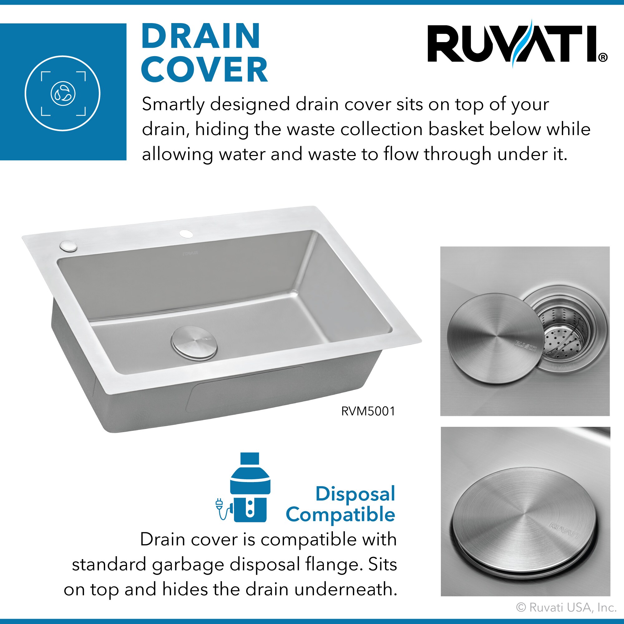 KABCO OTD33SSGRC 33 Inch Double Bowl Low Divider Workstation Kitchen Sink,  16 Gauge Undermount or Topmount Zero Radius Drop in Stainless Steel Sink