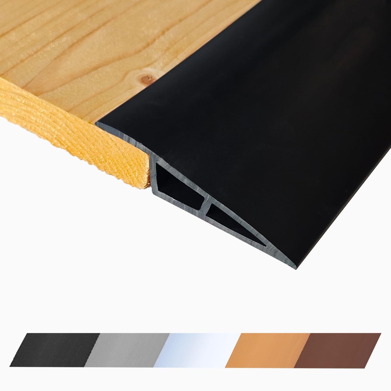 Phyfalip -  1 Piece 80 Inch Black Rubber Threshold Ramp 1/2 to 3/5 Inch Height Floor Transition S...