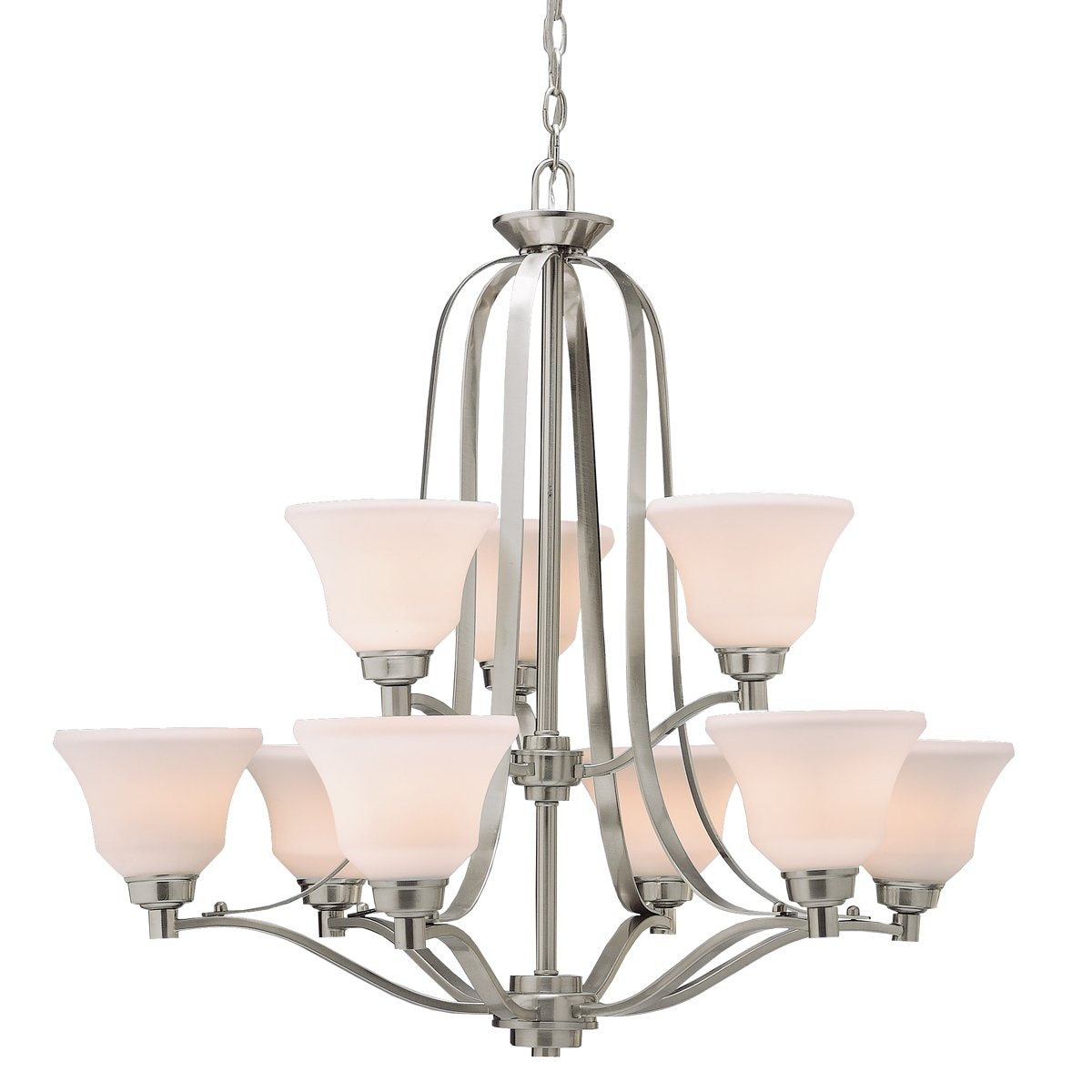 Kichler Langford Brushed Nickel Transitional Etched Glass Bell LED Pendant Light