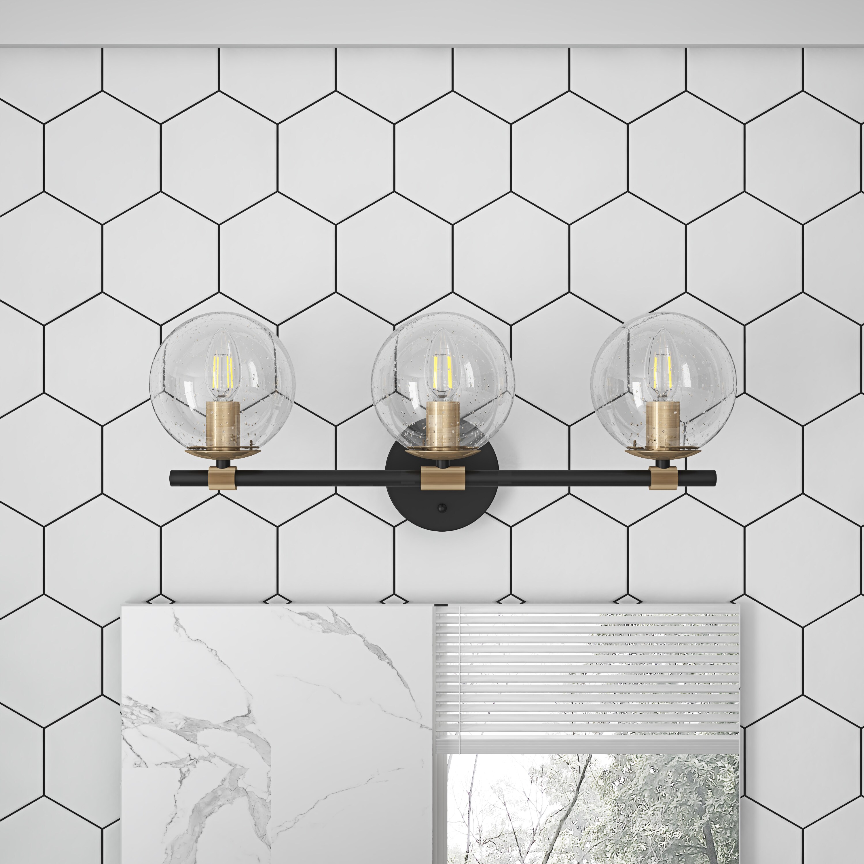 Aiwen HH-V9117 22.04-in 3 -Light Black Modern/contemporary Vanity light