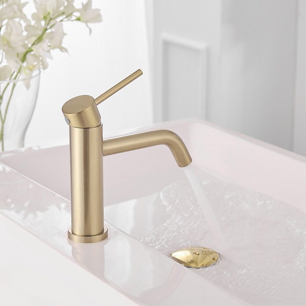 Brushed Gold Single Handle Deck-Mounted Bathroom Faucet