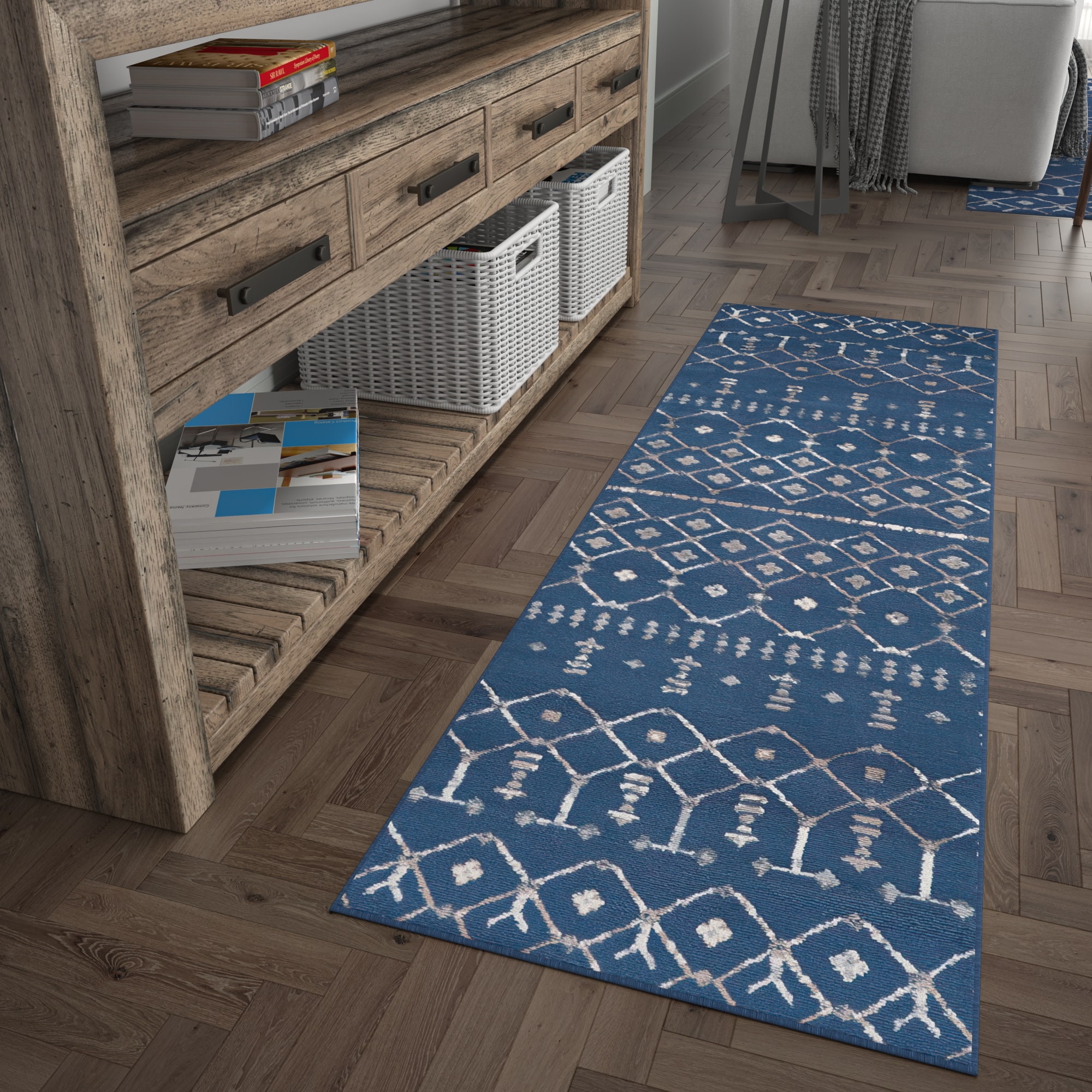 Tayse MDN3307 2X10 2 x 10 (ft) Loomed Polypropylene Blue Rectangular Indoor Runner rug
