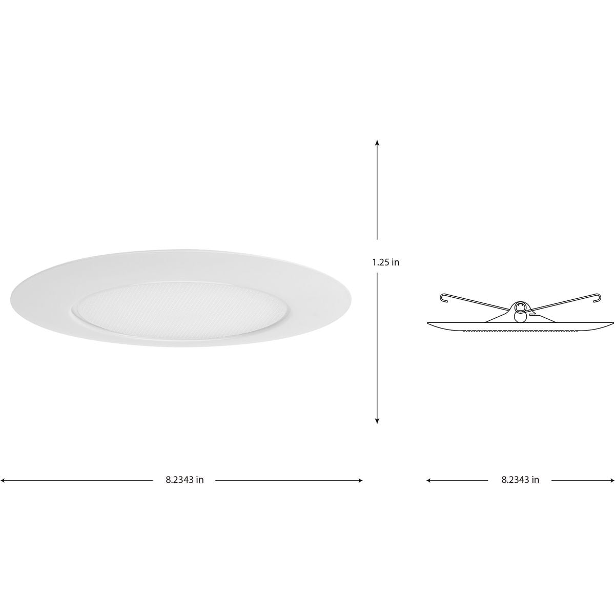 Satin White 6" Recessed Shower Trim with Glass Diffuser