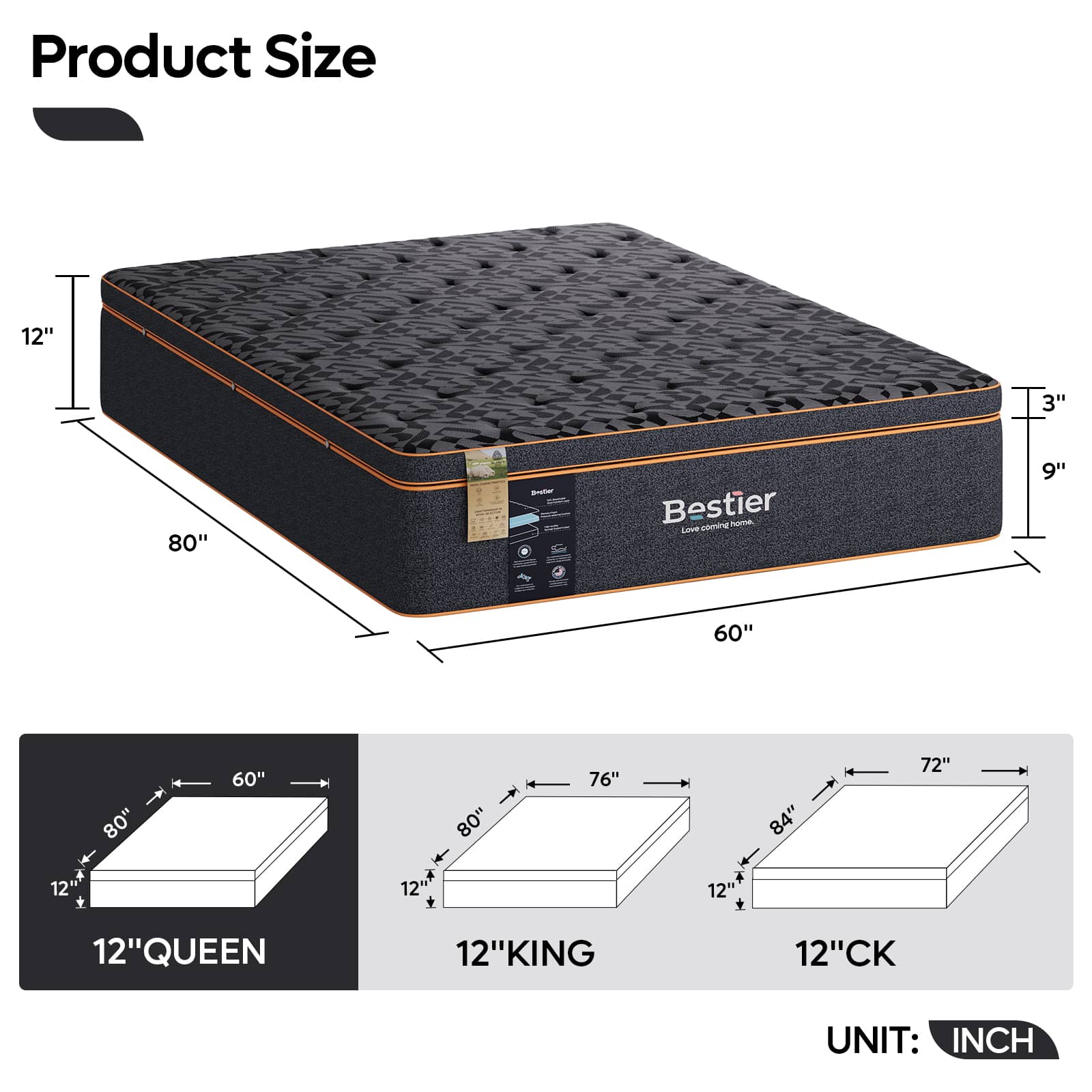 Bestier LOW-B900153B-BLK Mattresses-Boxsprings - View #4