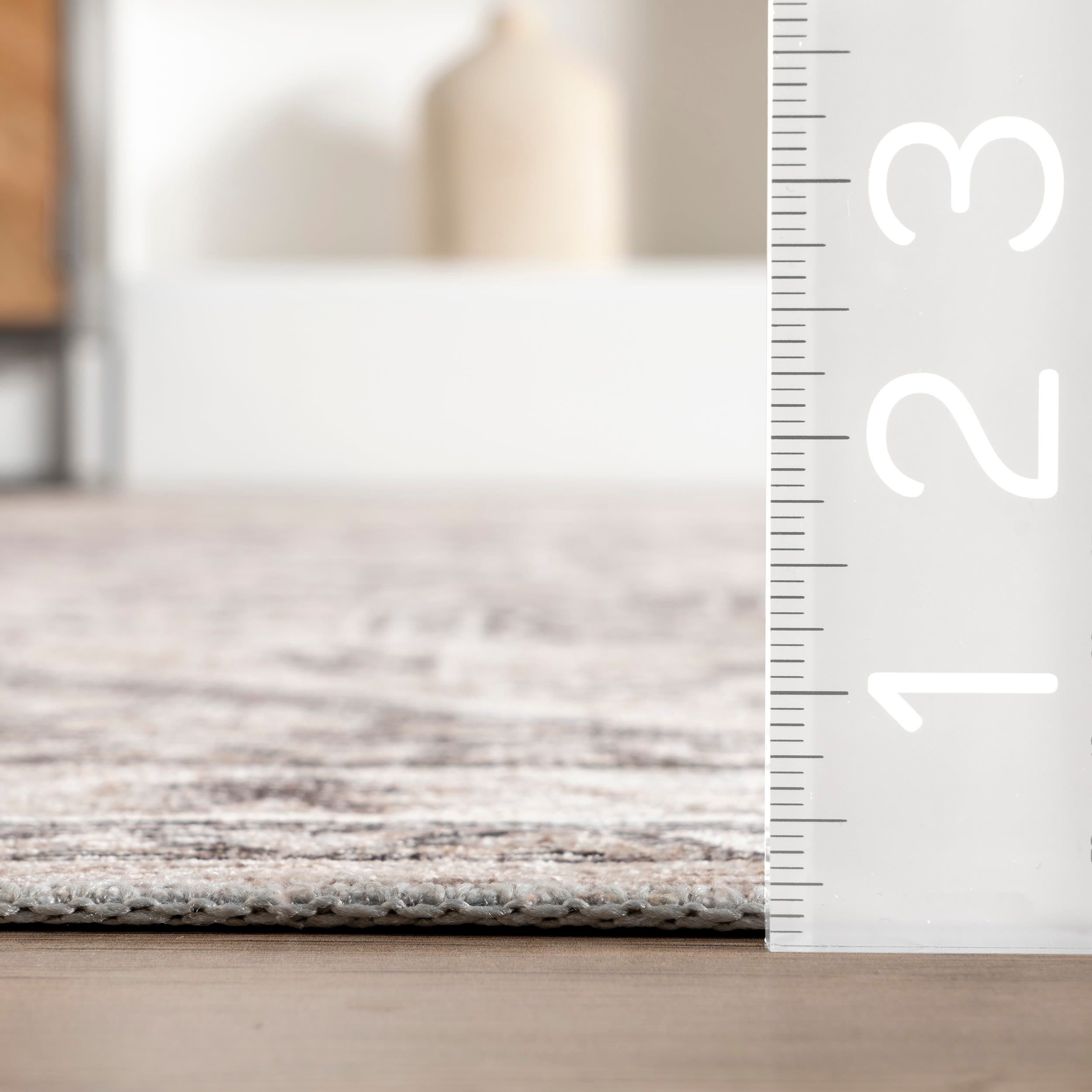 Eira Taupe Medallion Washable Synthetic Area Rug